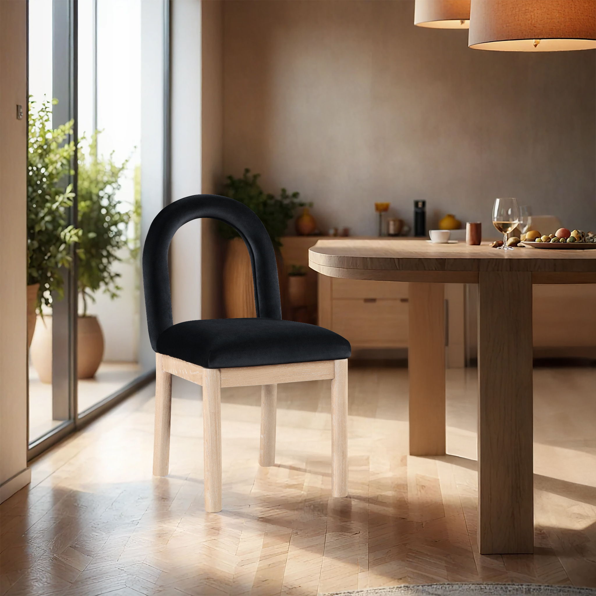 Conrad - Velvet Dining Chair With Natural Legs - Urban Living Furniture (Los Angeles, CA)