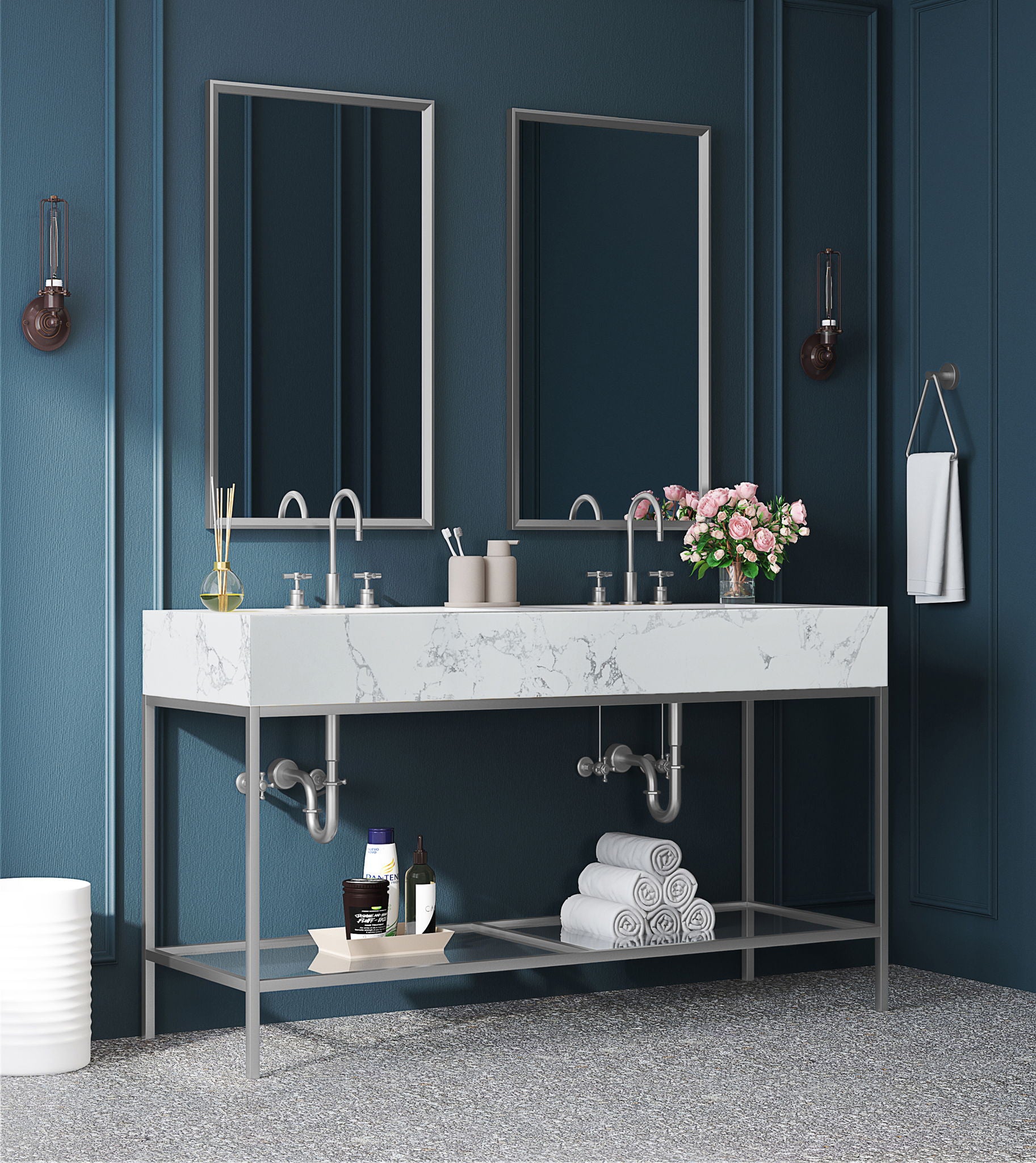 Marmo - Engineered Marble Bathroom Vanity With Chrome Base - Urban Living Furniture (Los Angeles, CA)