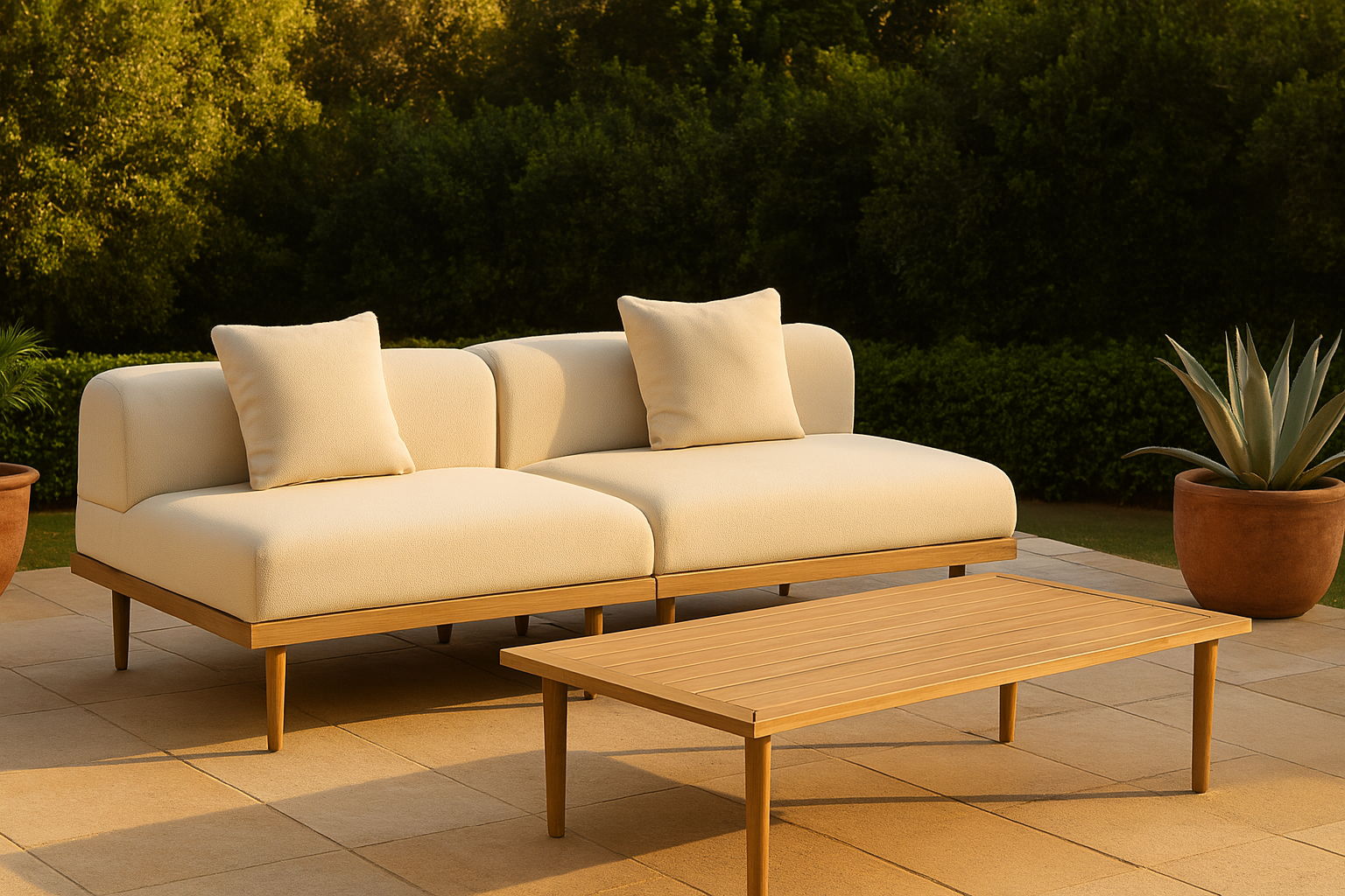 Laguna - 2 Piece Resilient Water Resistant Fabric 71" Outdoor Patio Armless Modular Loveseat - Urban Living Furniture (Los Angeles, CA)