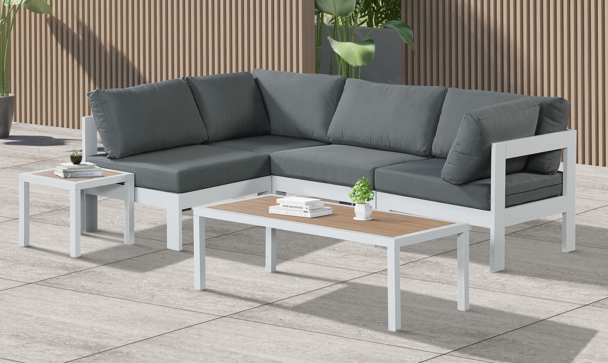Nizuc - Outdoor Patio 4 Piece Modular Sectional With White Frame - Urban Living Furniture (Los Angeles, CA)