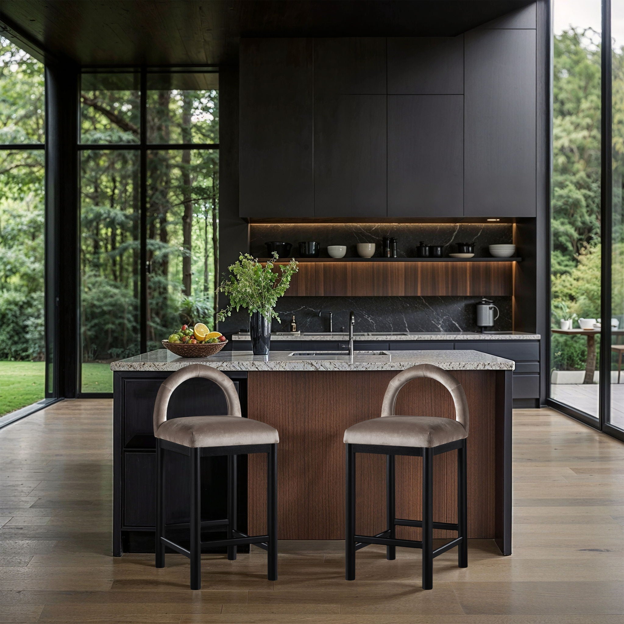 Conrad - Velvet Counter Stool With Black Legs - Urban Living Furniture (Los Angeles, CA)