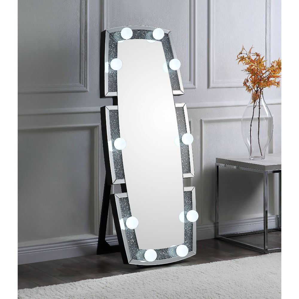 Noralie - 63" X 26" Floor Mirror With Faux Diamonds - Mirrored - Urban Living Furniture (Los Angeles, CA)