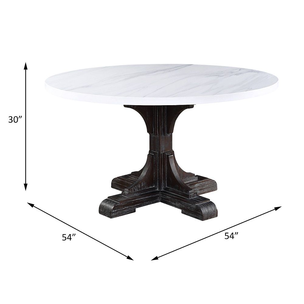 Gerardo - Dining Table - White Marble Top & Weathered Espresso - Urban Living Furniture (Los Angeles, CA)
