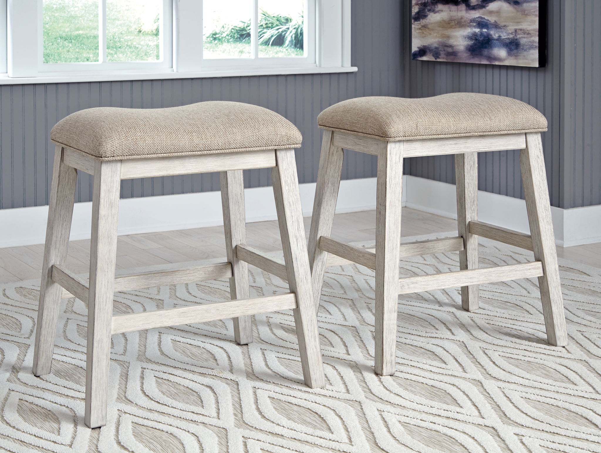 Skempton - White - Upholstered Stool (Set of 2) - Urban Living Furniture (Los Angeles, CA)