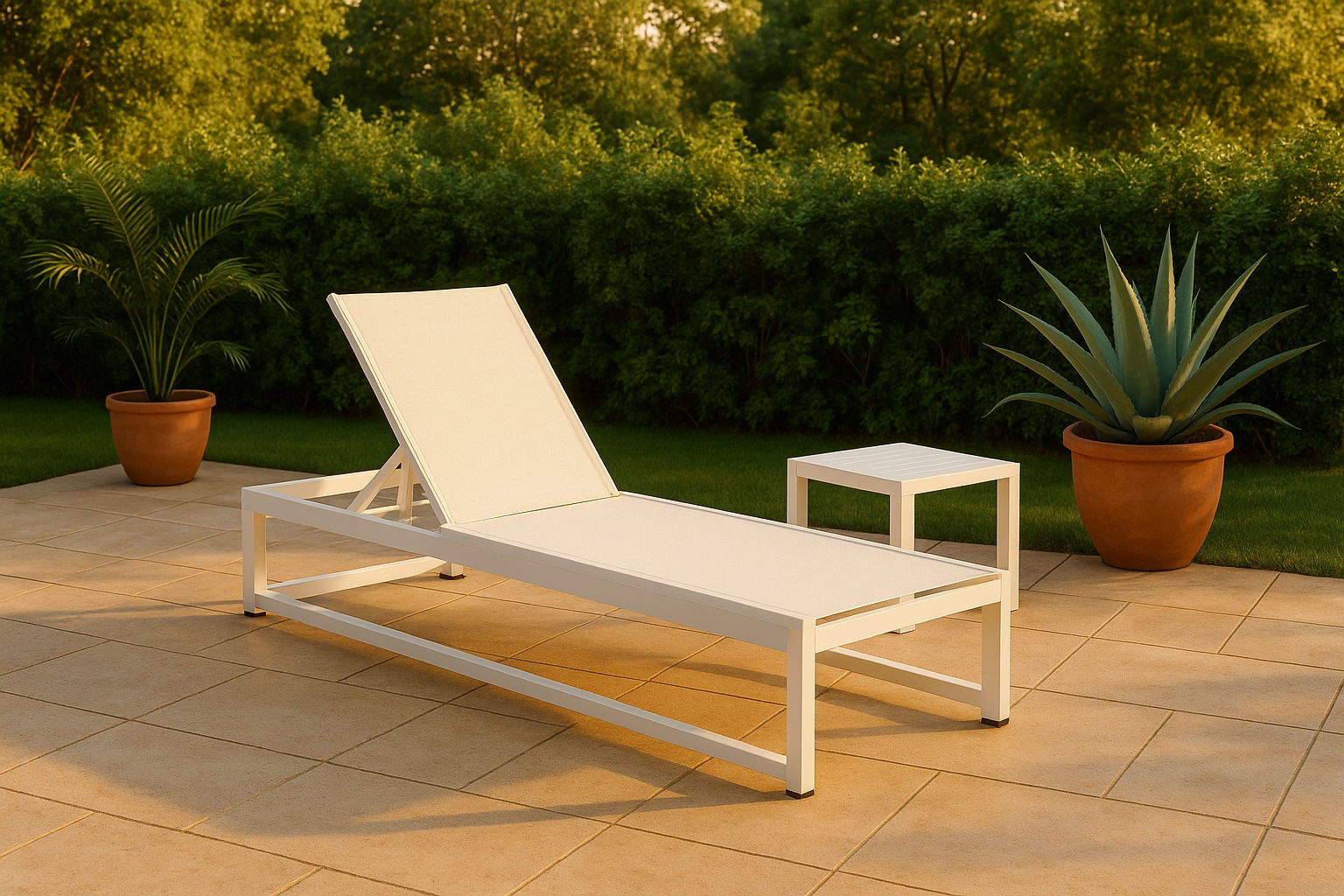 Maldives - Water Resistant Outdoor Patio Adjustable Sun Chaise Lounge Chair With White Base - Urban Living Furniture (Los Angeles, CA)