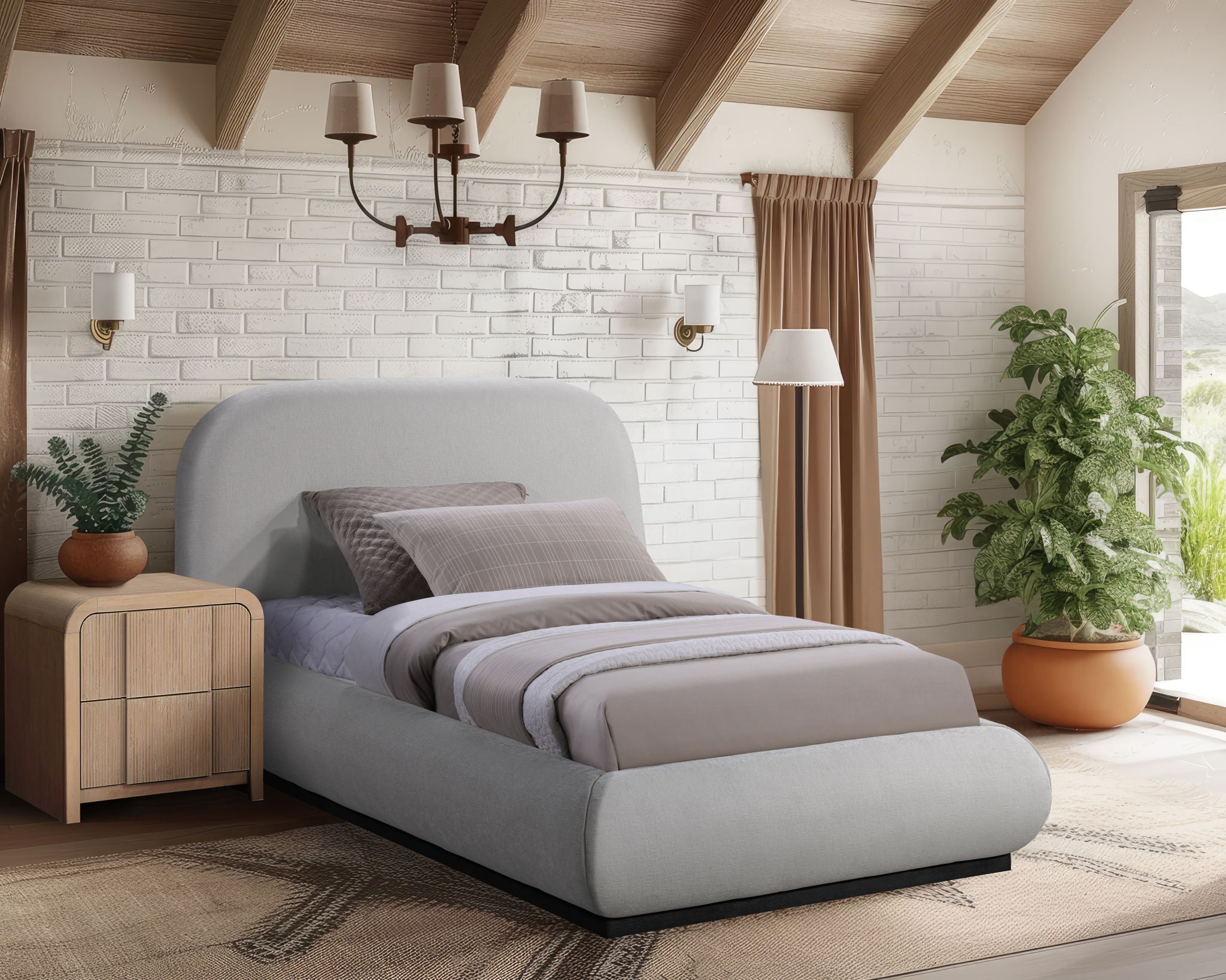 Vaughn - Chenille Bed With Black Base - Urban Living Furniture (Los Angeles, CA)