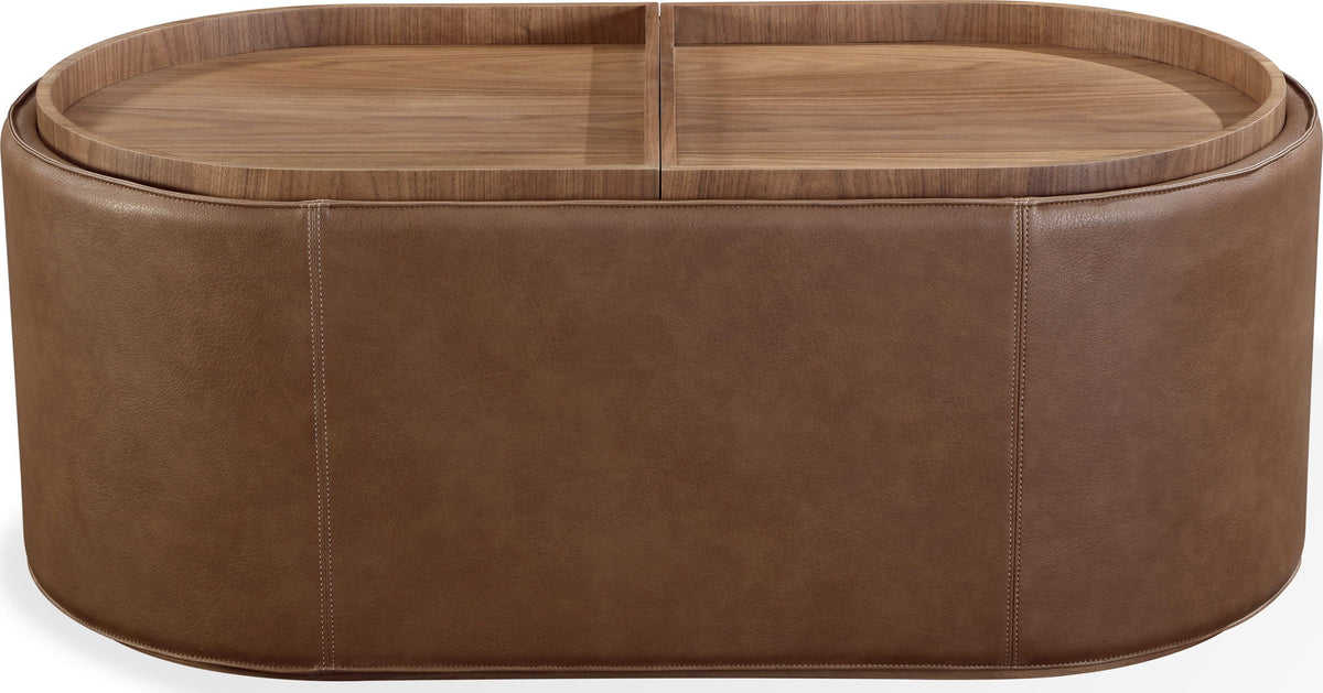 Yeal - Leather Upholstered Storage Table With Wooden Top