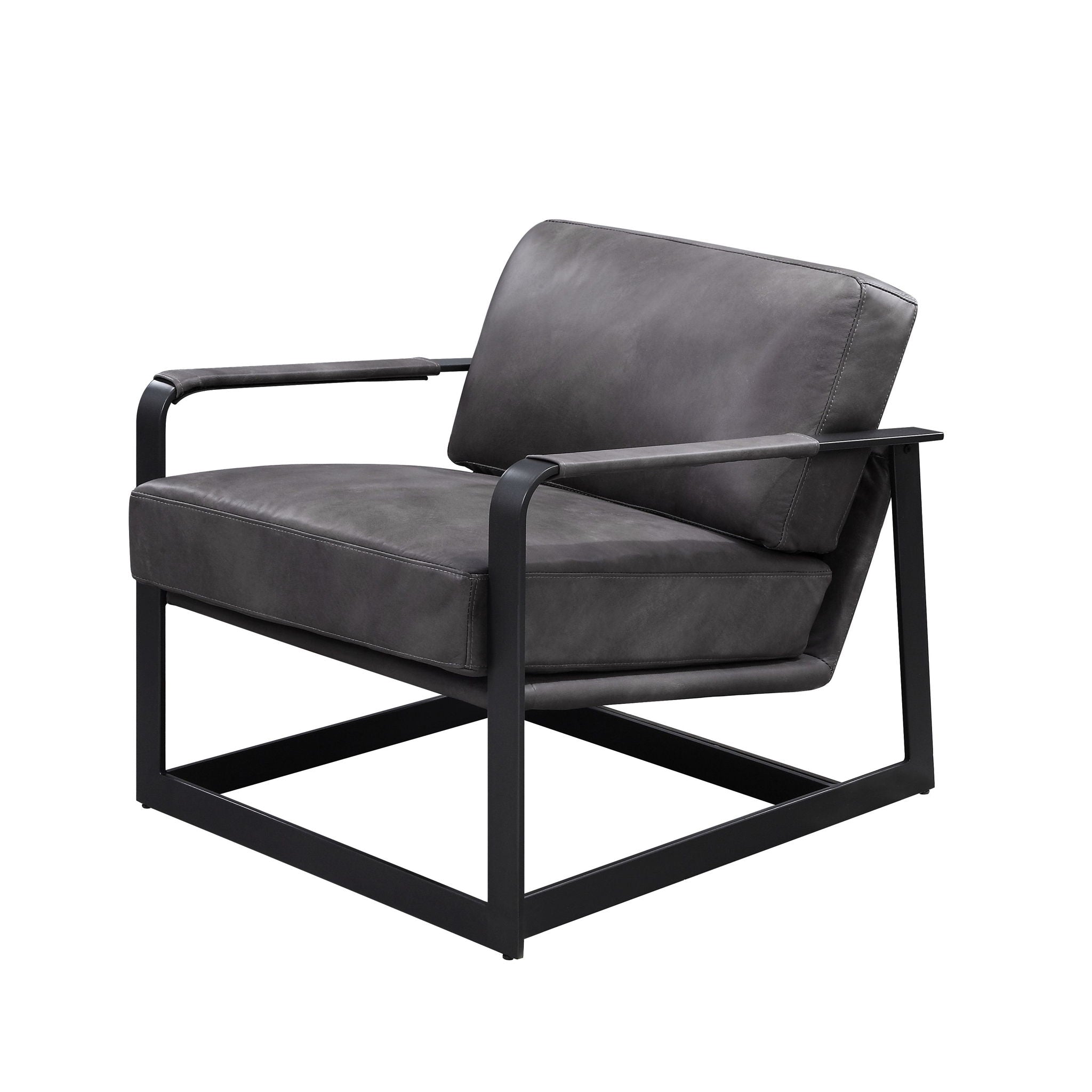 Locnos - Accent Chair - Gray Top Grain Leather & Black - Urban Living Furniture (Los Angeles, CA)