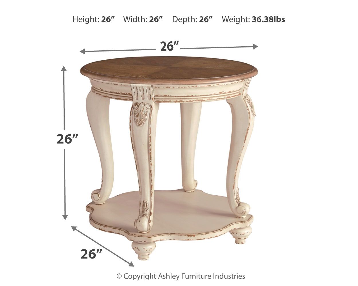 Realyn - White / Brown - Round End Table - Urban Living Furniture (Los Angeles, CA)