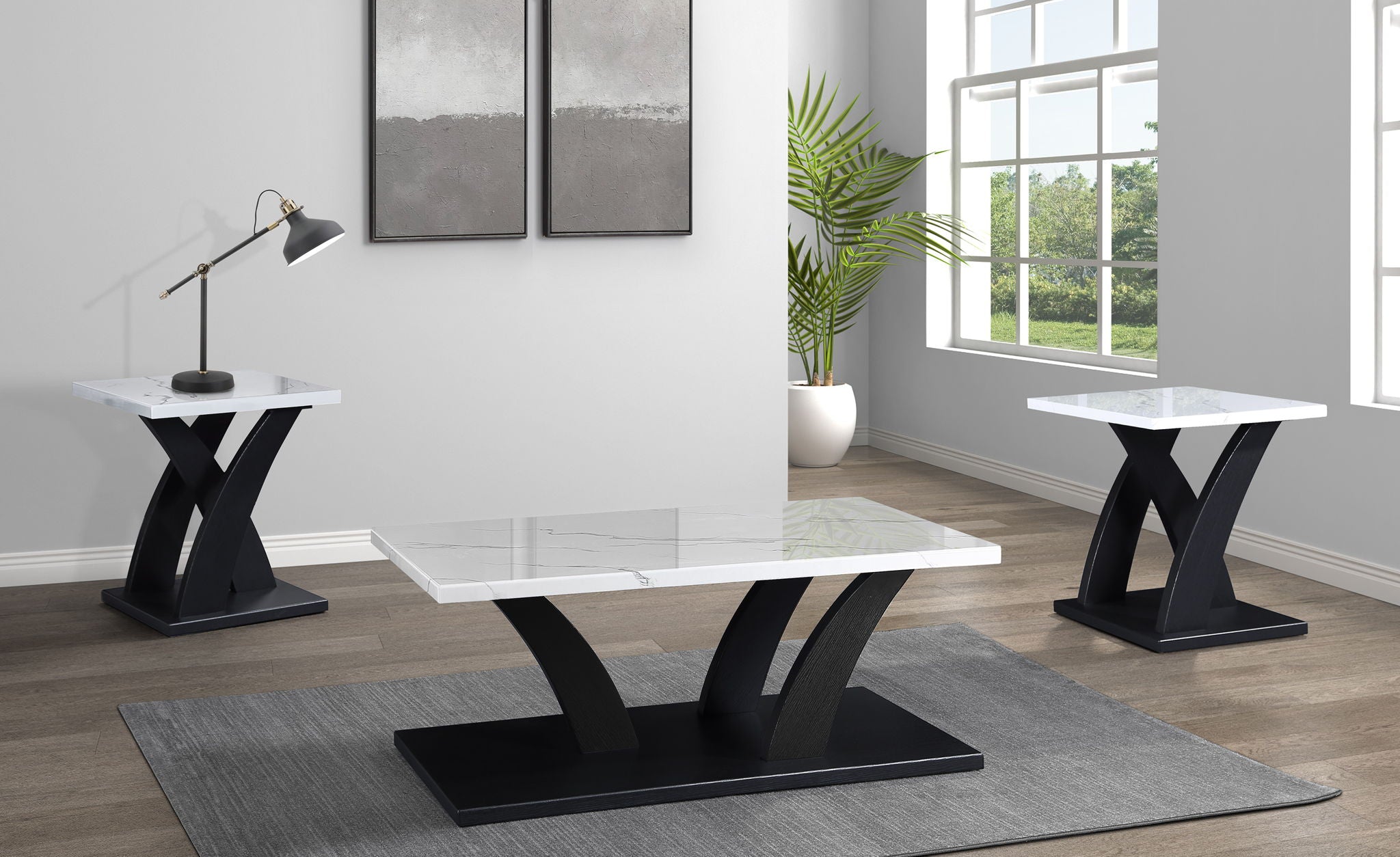 Zion - 3 Piece Cocktail Set - Black & White - Urban Living Furniture (Los Angeles, CA)