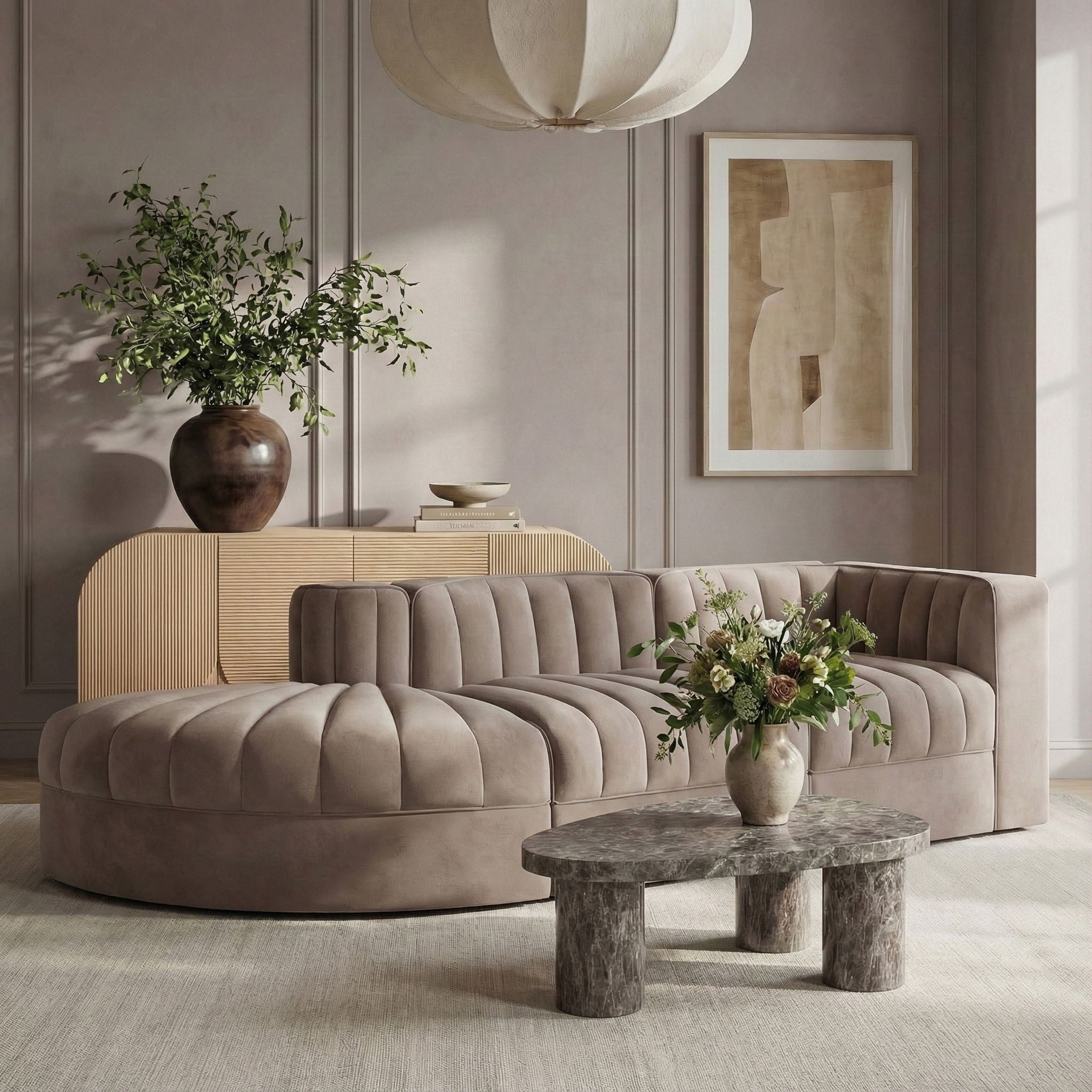 Rummi - Velvet Performance Fabric Upholstered 3 Piece Modular Sectional - Urban Living Furniture (Los Angeles, CA)