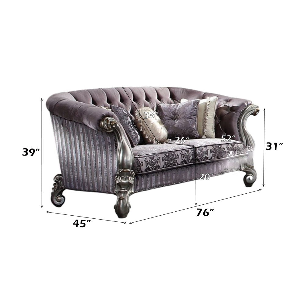 Versailles - Loveseat With 5 Pillows - Velvet & Antique Platinum - Urban Living Furniture (Los Angeles, CA)