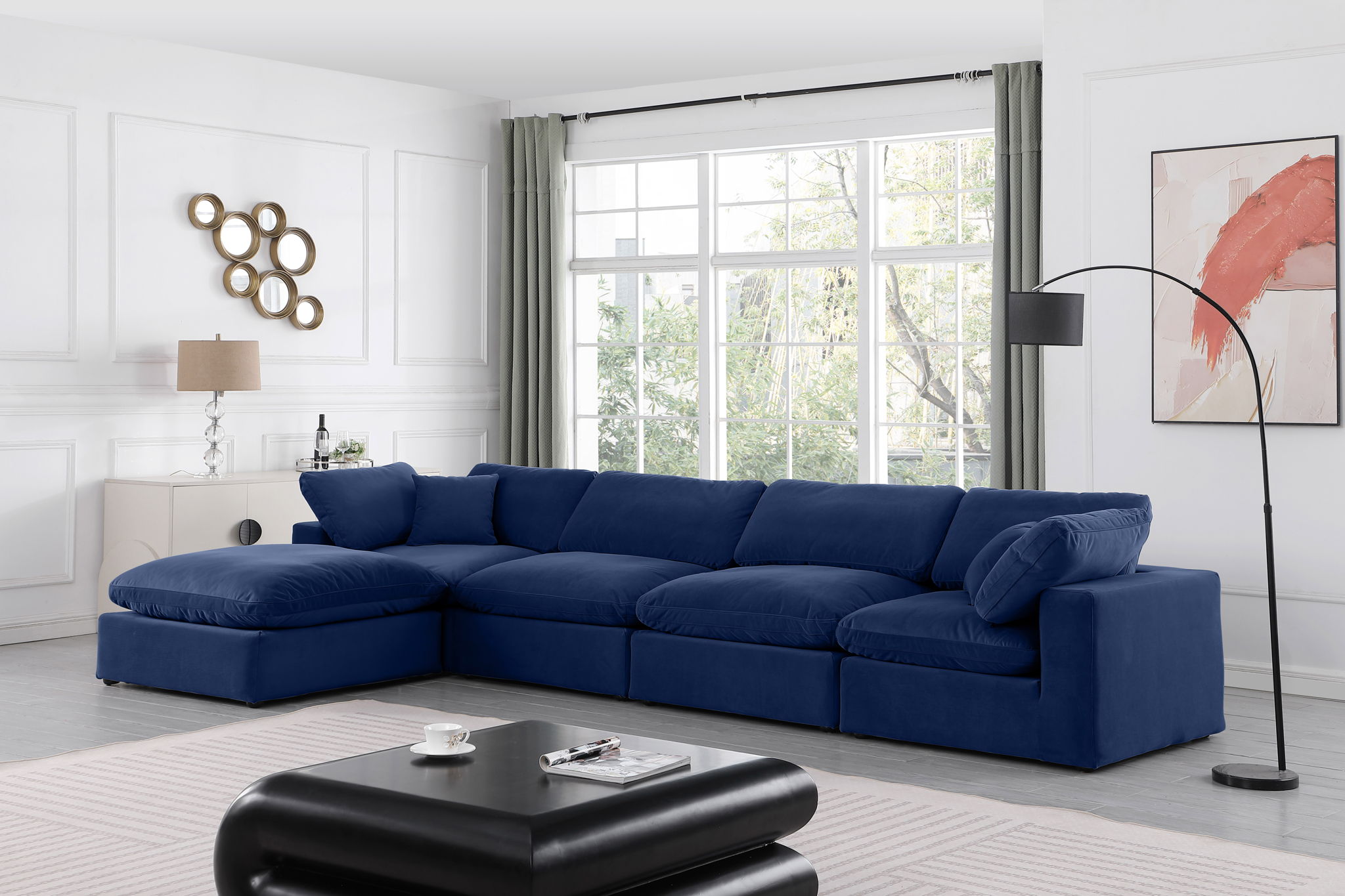 Comfy - 5 Piece Velvet Modular Sectional With Chaise - Urban Living Furniture (Los Angeles, CA)