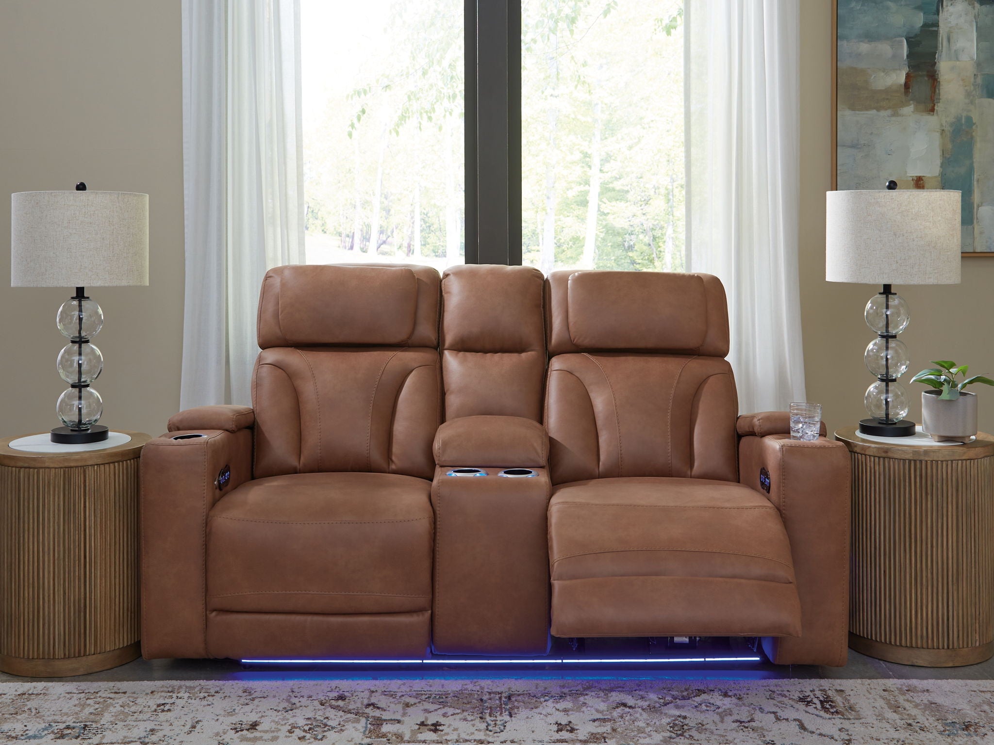 Clean-Slate - Caramel - Power Reclining Loveseat With Console / Adj Headrest - Urban Living Furniture (Los Angeles, CA)