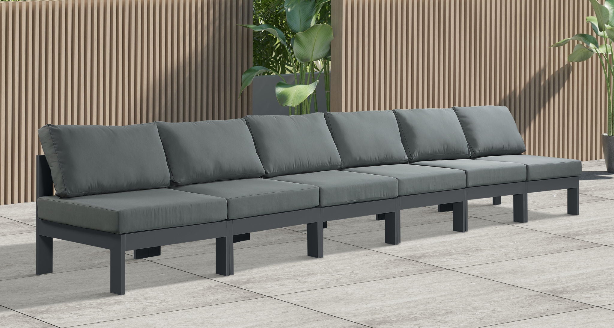 Nizuc - Outdoor Patio 6 Seat Armless Modular Sofa With Gray Frame - Urban Living Furniture (Los Angeles, CA)