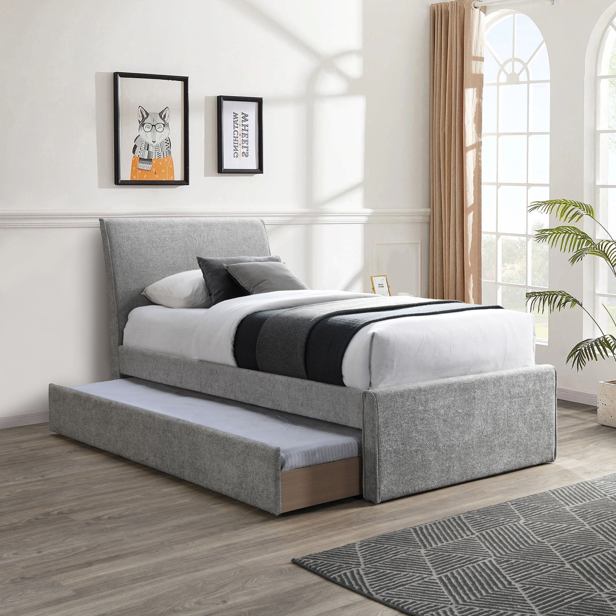 Myles - Chenille Twin Trundle Bed - Urban Living Furniture (Los Angeles, CA)