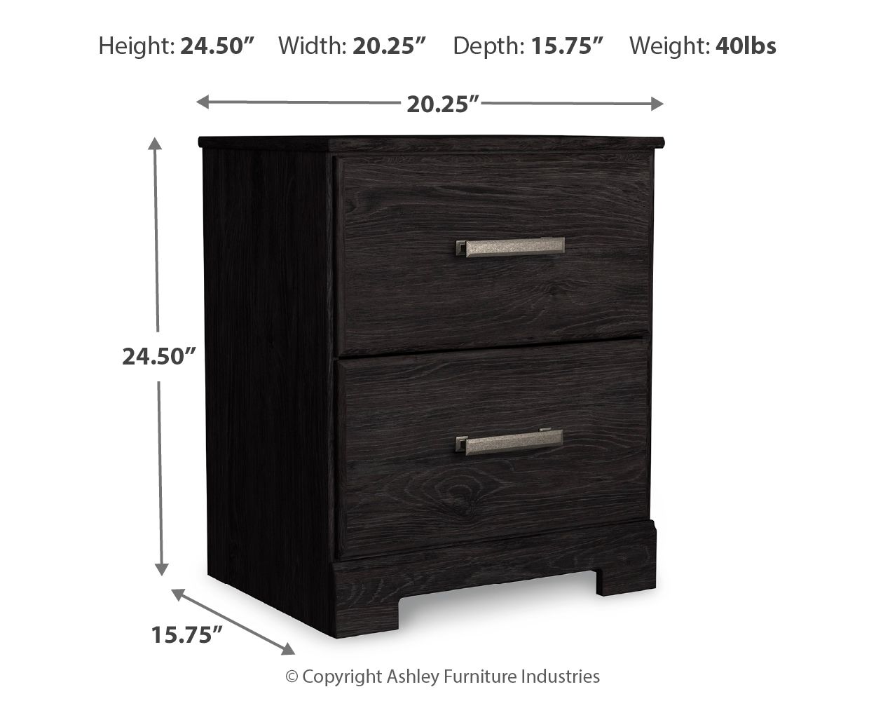 Belachime - Charcoal - Two Drawer Night Stand - Urban Living Furniture (Los Angeles, CA)