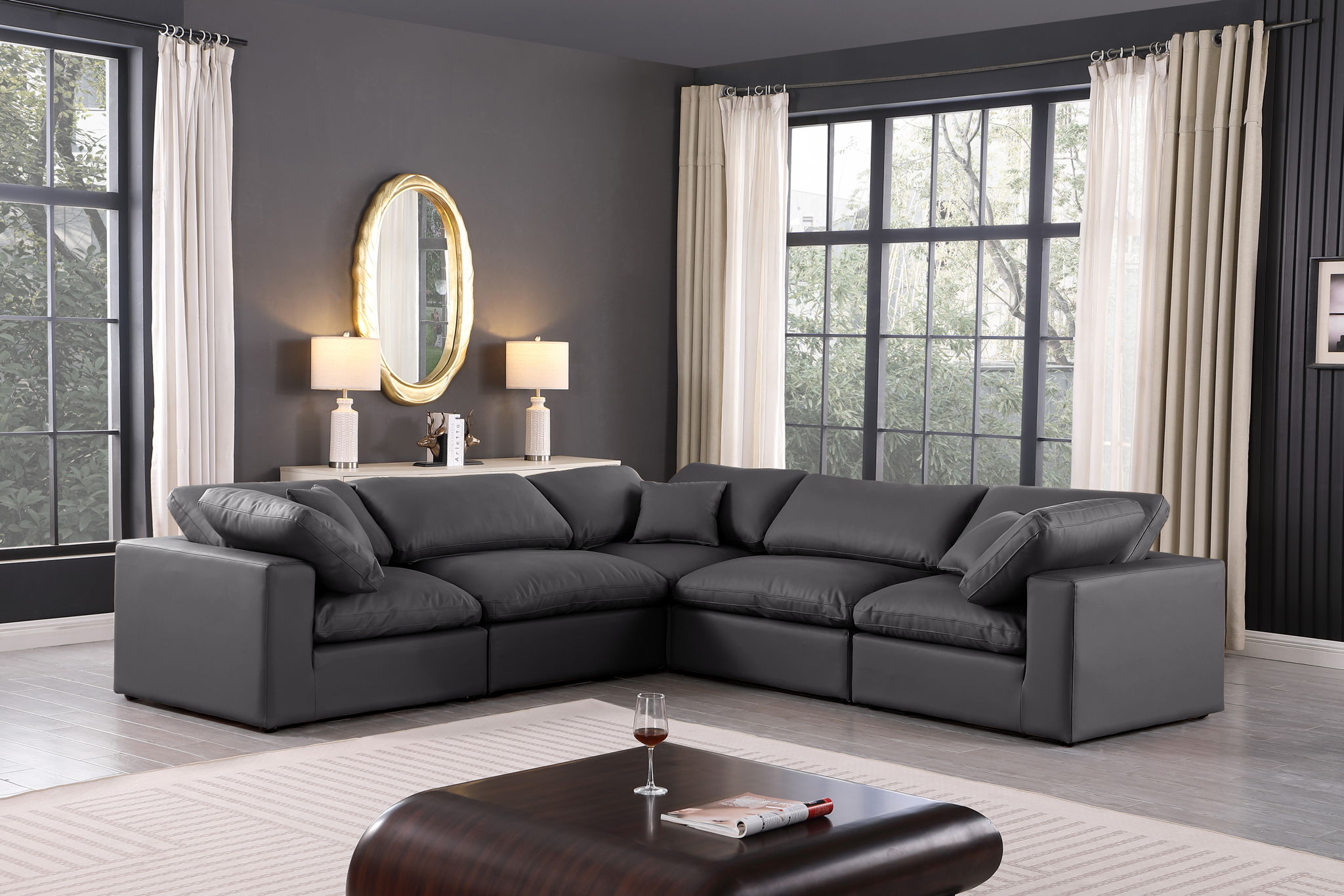 Comfy - 5 Piece Faux Leather Modular Corner Sectional - Urban Living Furniture (Los Angeles, CA)