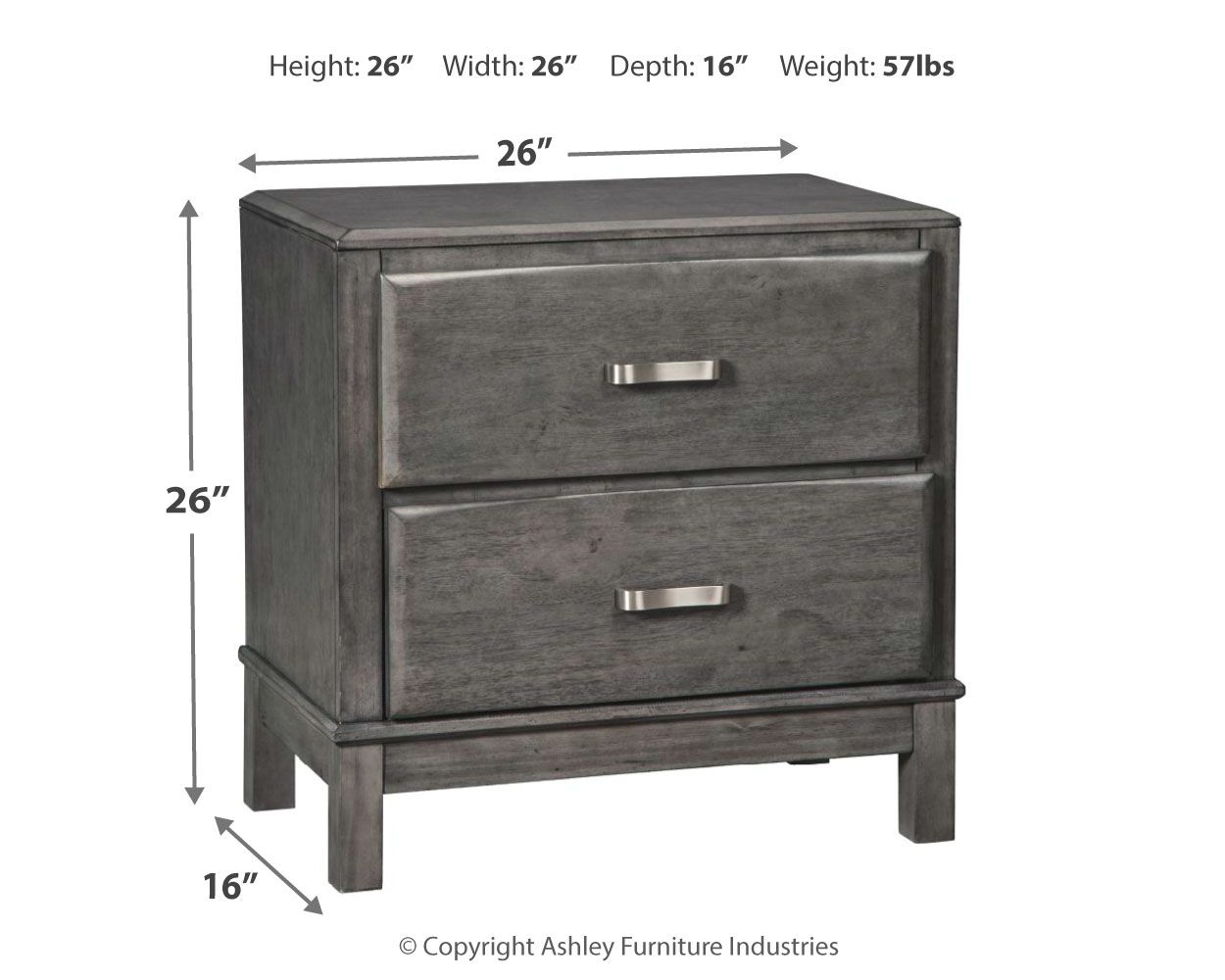 Caitbrook - Gray - Two Drawer Night Stand - Urban Living Furniture (Los Angeles, CA)
