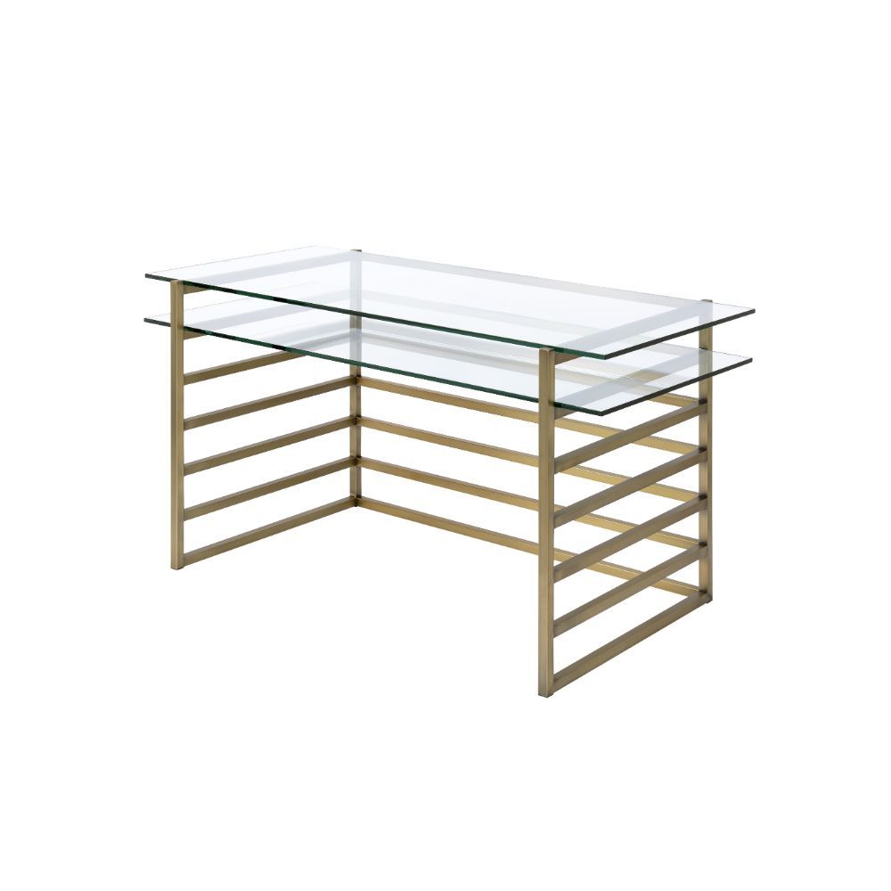 Shona - Writing Desk - Clear Glass Top & Antique Gold - Urban Living Furniture (Los Angeles, CA)