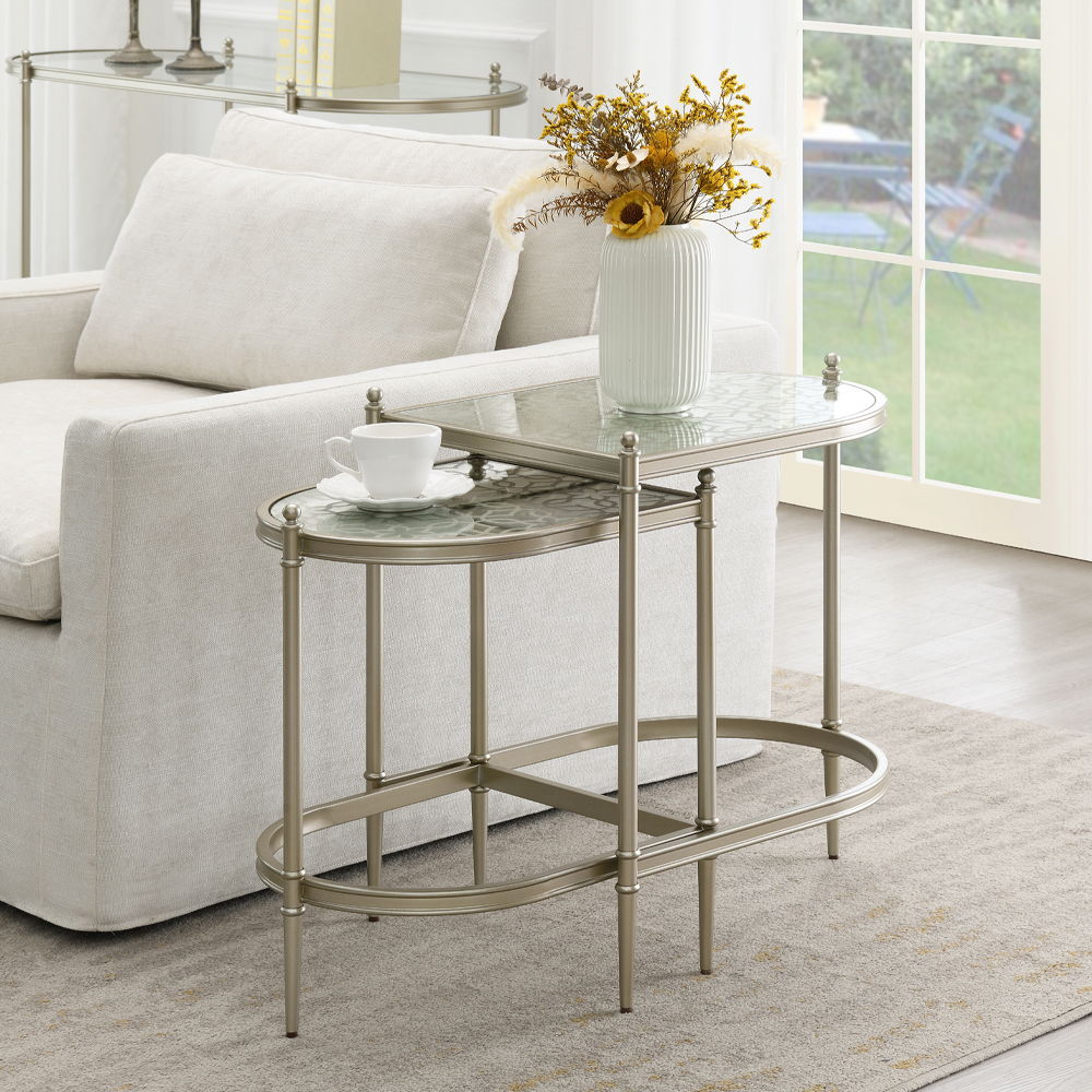 Zaba - Nesting Table - Glass Top & Silver - Urban Living Furniture (Los Angeles, CA)