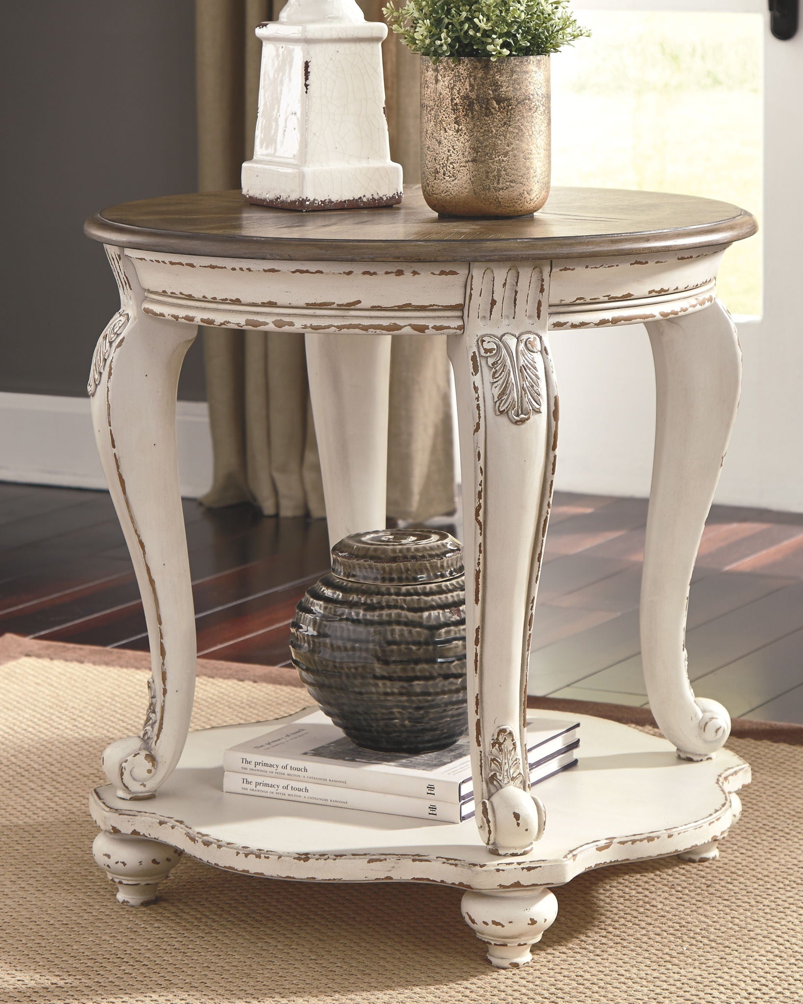 Realyn - White / Brown - Round End Table - Urban Living Furniture (Los Angeles, CA)