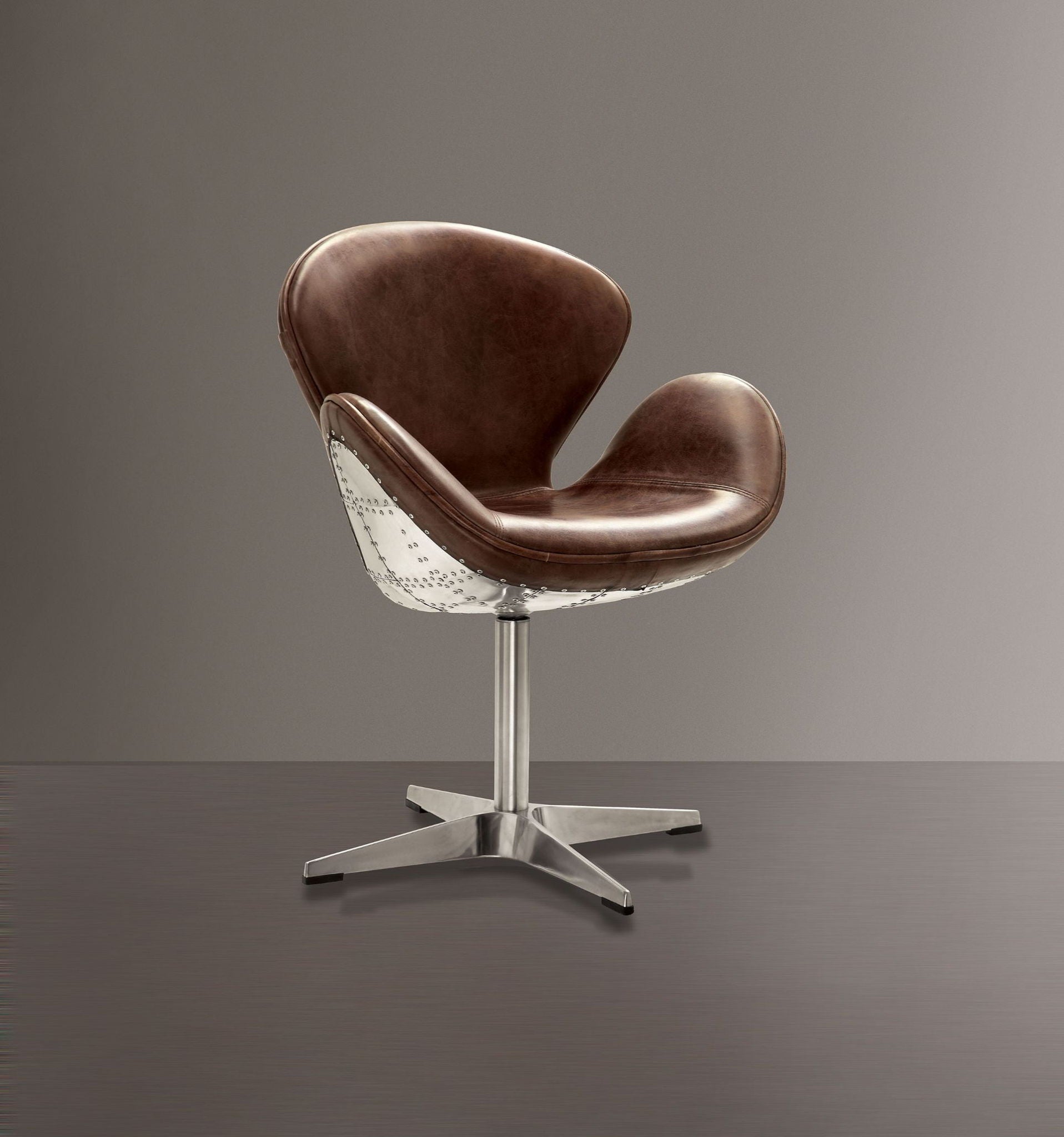 Brancaster - Accent Chair - Retro Brown Top Grain Leather & Aluminum - Urban Living Furniture (Los Angeles, CA)