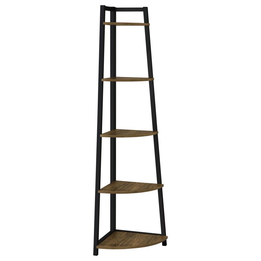 Jacksonville - 5-Shelf Bookshelf - Black And Aged Walnut - Urban Living Furniture (Los Angeles, CA)