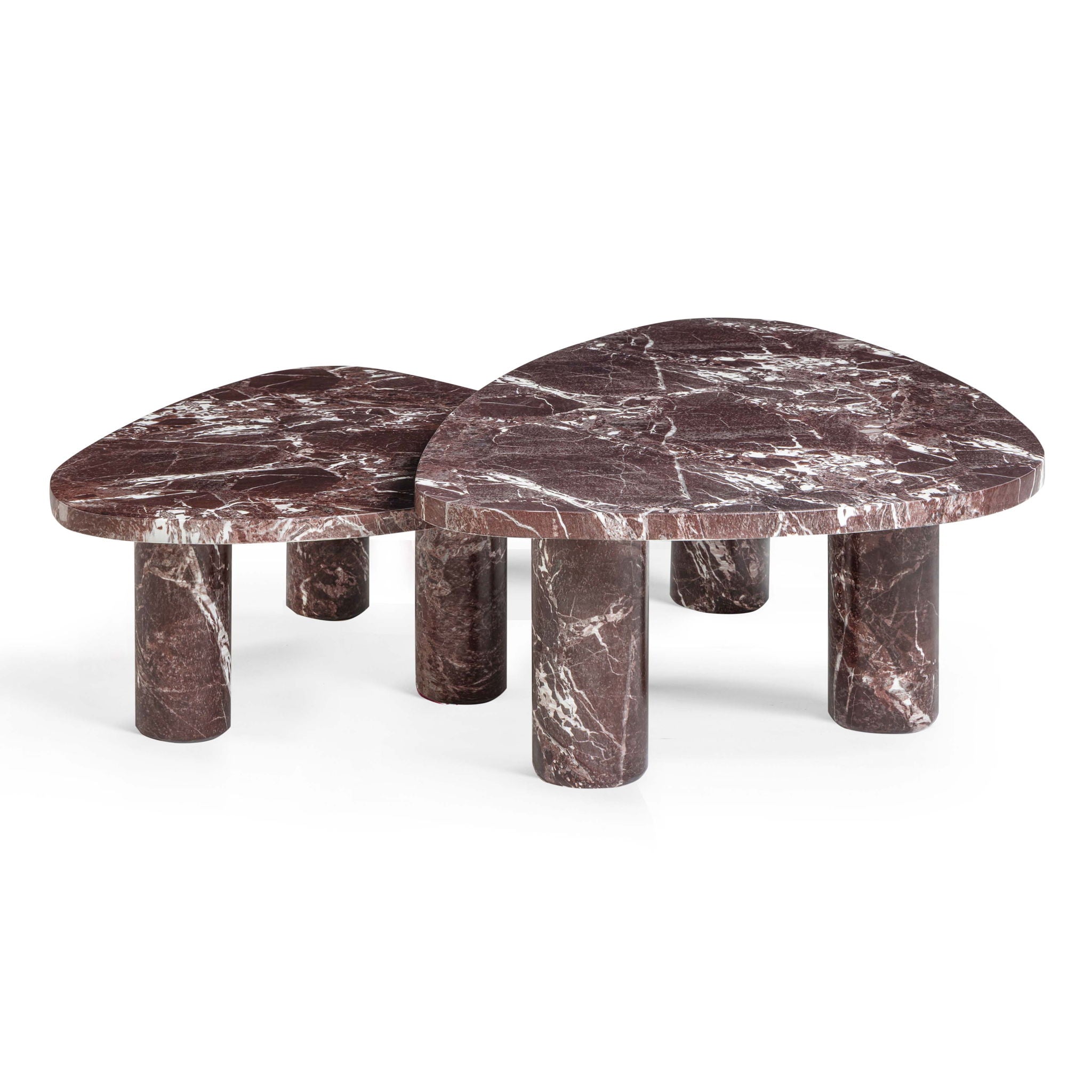 Libby - 2-Piece Faux Marble Nesting Coffee Table Set - Red Levanto