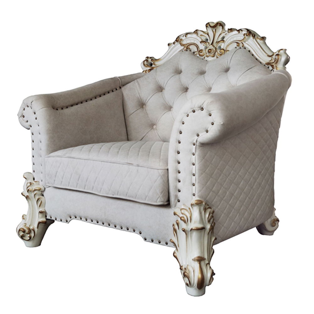 Vendome II - Chair With 2 Pillows - Two Tone Ivory Fabric & Antique Pearl - Urban Living Furniture (Los Angeles, CA)