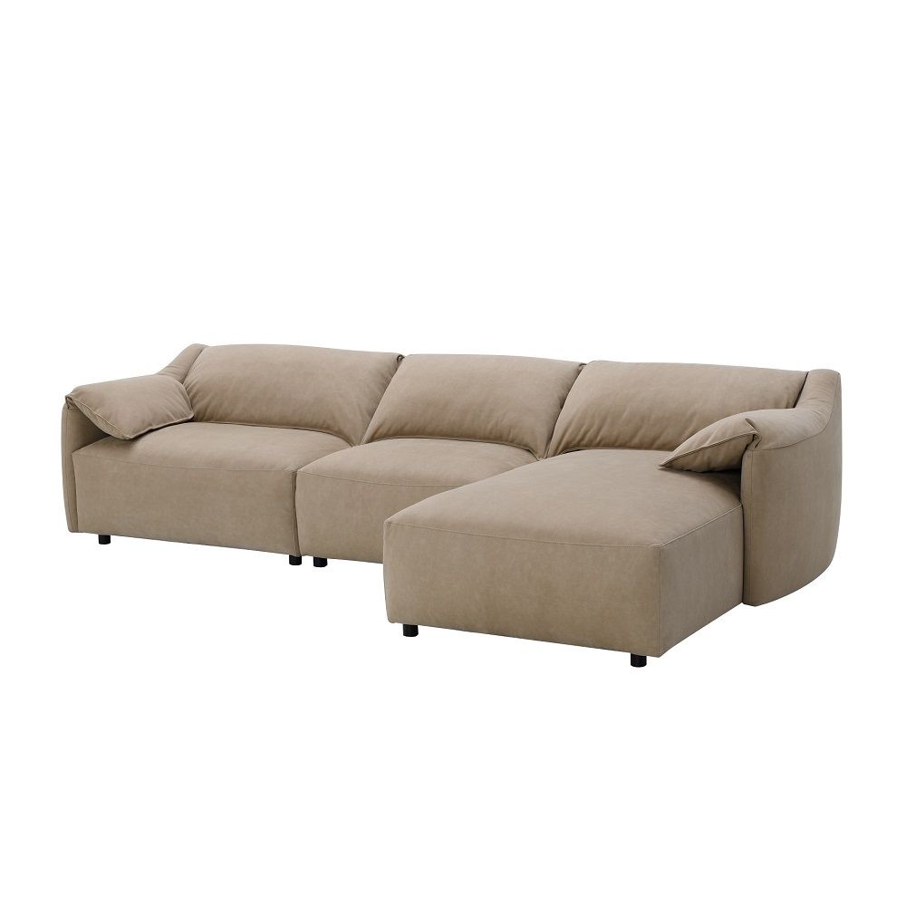 Veata - Sectional Sofa - Light Brown Suede Velvet - Urban Living Furniture (Los Angeles, CA)