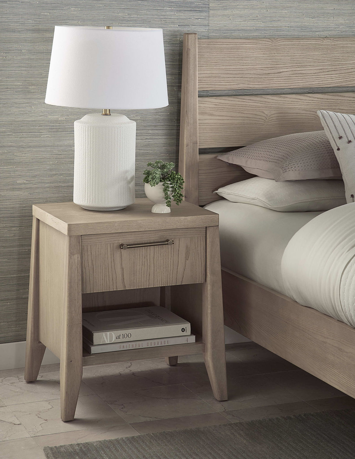 Sumire - One Drawer One Shelf Ash Wood Nightstand - Ginger