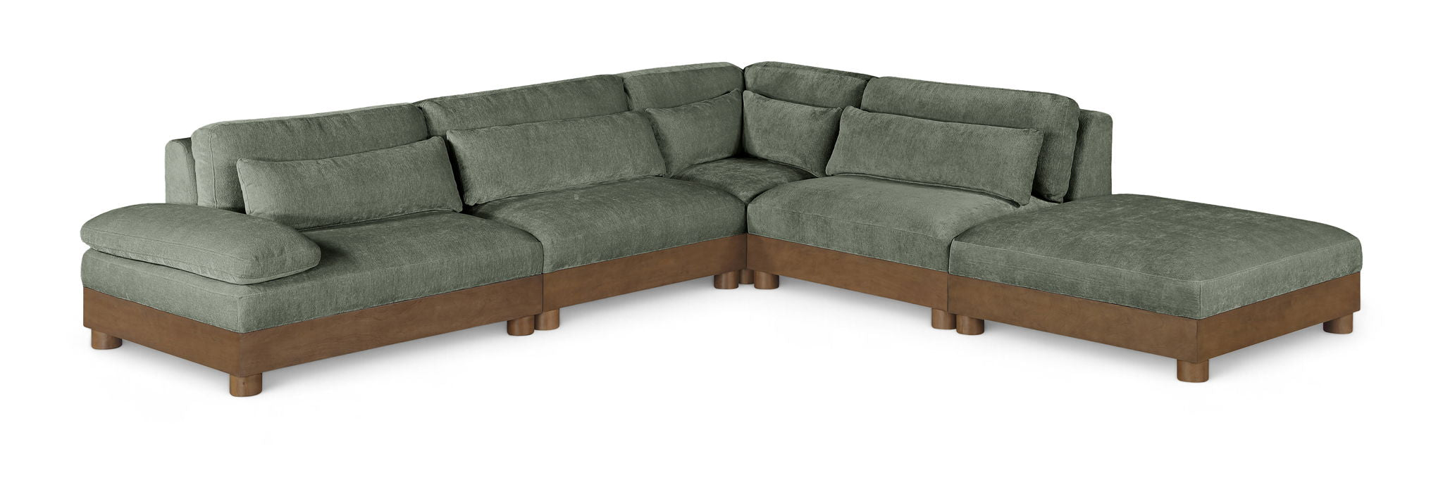 Turin - Chenille Fabric Upholstered Modular Sectional - Green