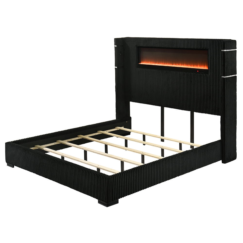 Garner - Bed With Fireplace, LED, Reading Light, Speaker, Bluetooth & USB