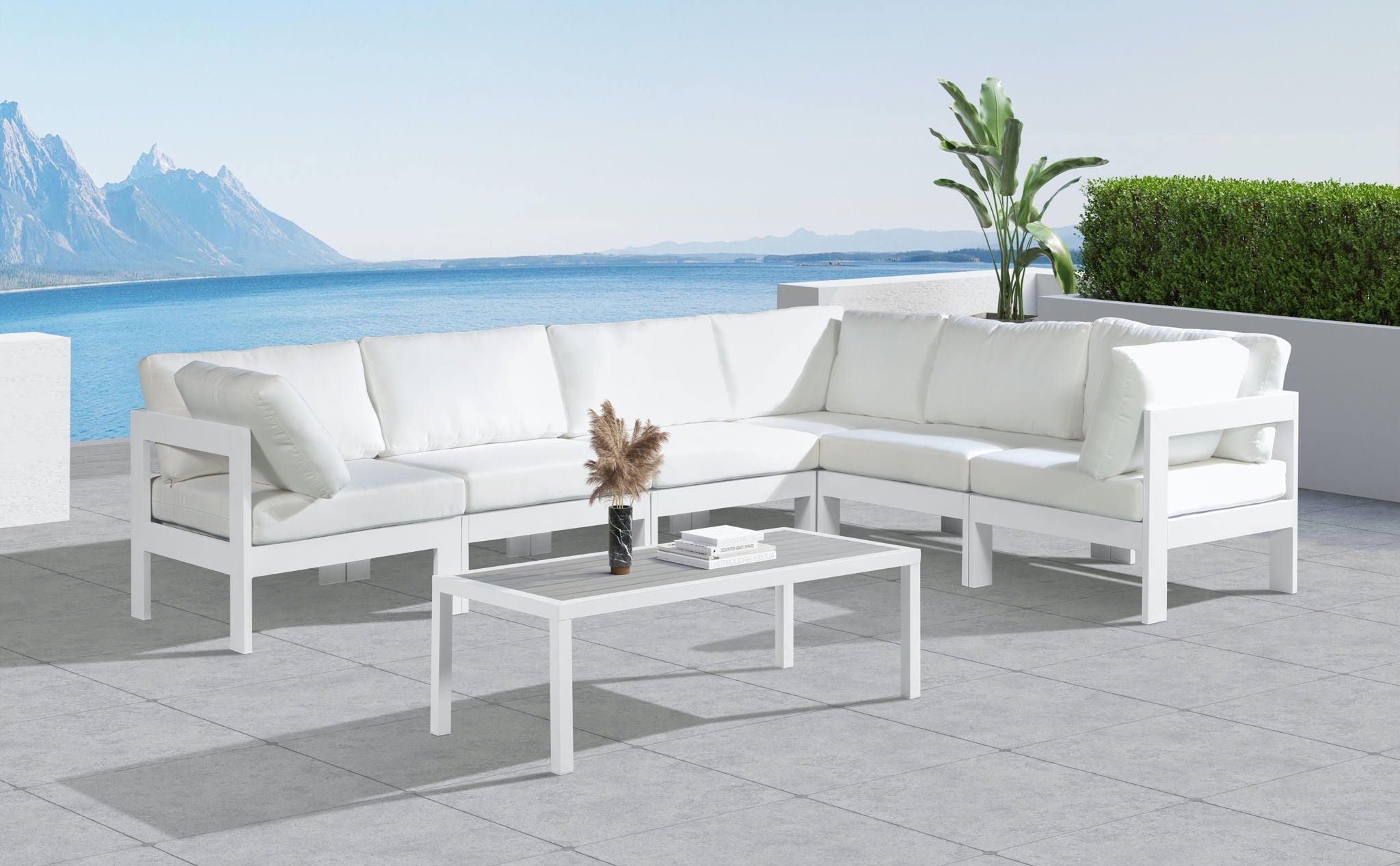 Nizuc - Outdoor Patio 6 Piece Modular Sectional With White Frame - Urban Living Furniture (Los Angeles, CA)