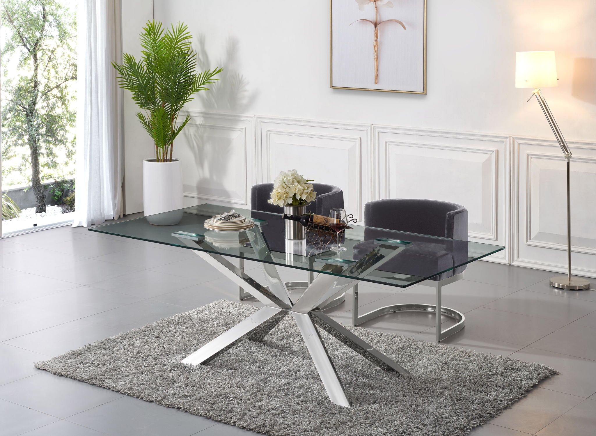 Juno - Dining Table - Pearl Silver - Glass - Urban Living Furniture (Los Angeles, CA)
