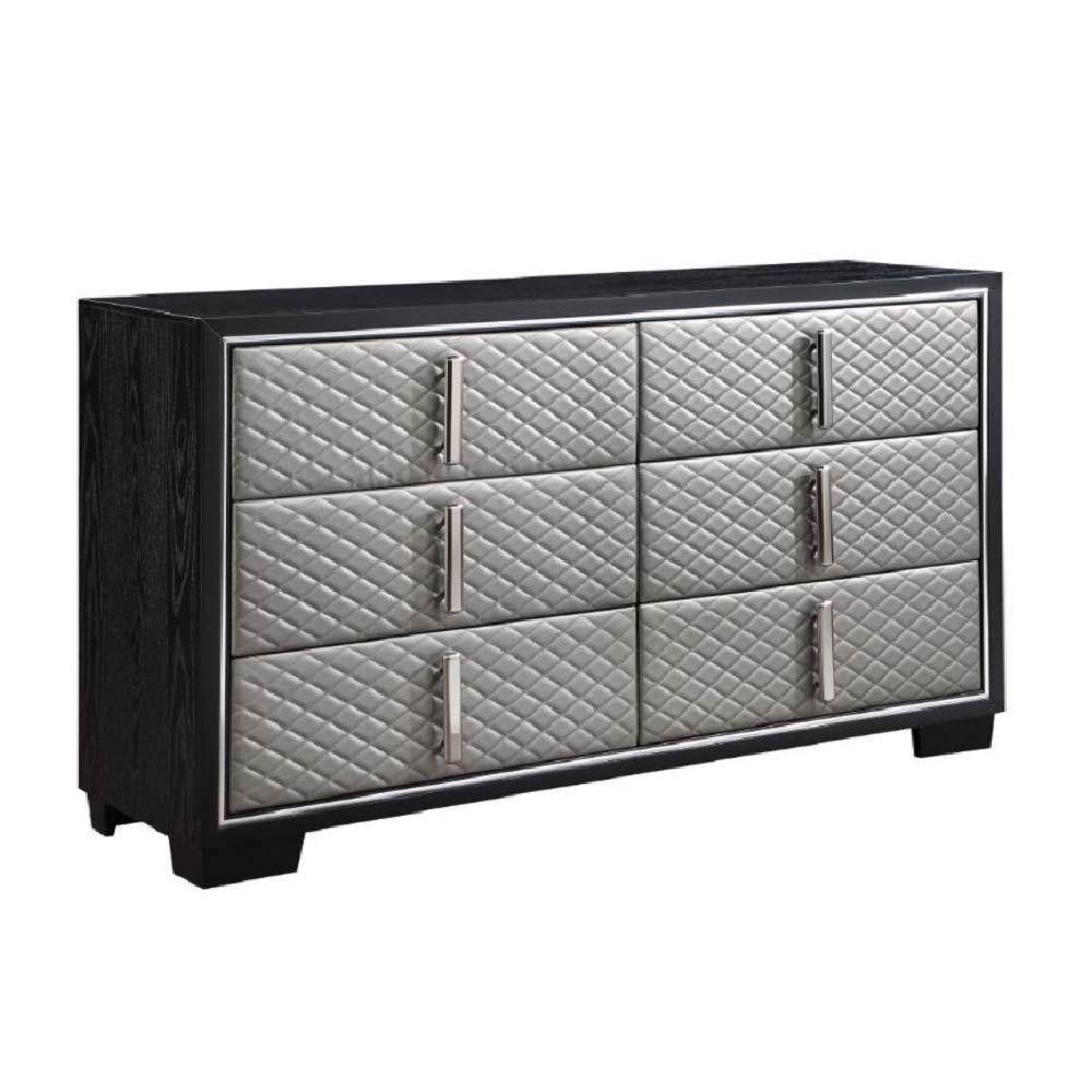 Nicola - Dresser - Silver Synthetic Leather & Black - Urban Living Furniture (Los Angeles, CA)