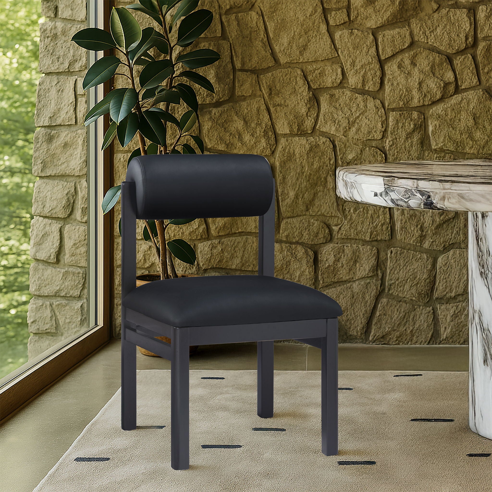 Roundhill - Faux Leather Dining Chair (Set of 2) - Black Frame - Urban Living Furniture (Los Angeles, CA)