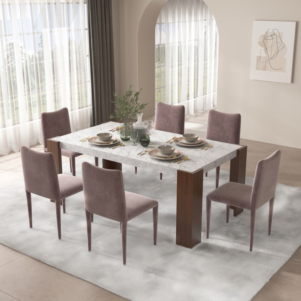 Hettie - Dining Table With Engineeed Stone Top - Engineered Stone Top & Brown - Urban Living Furniture (Los Angeles, CA)