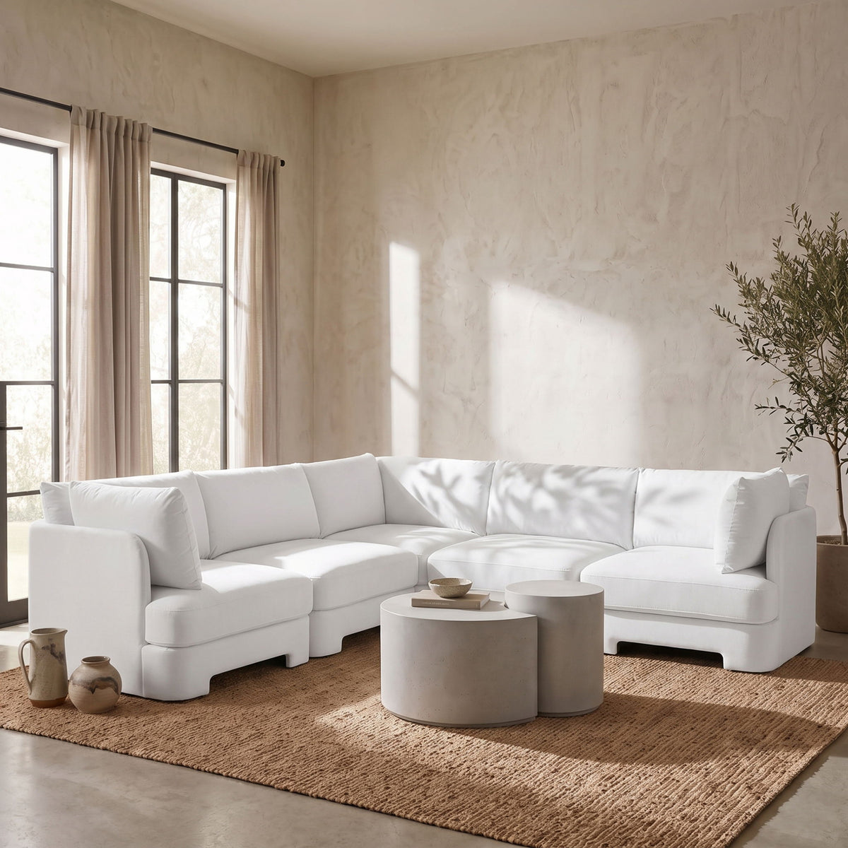 Hammond - Velvet Performance Fabric Upholstered 5 Piece Corner Sectional