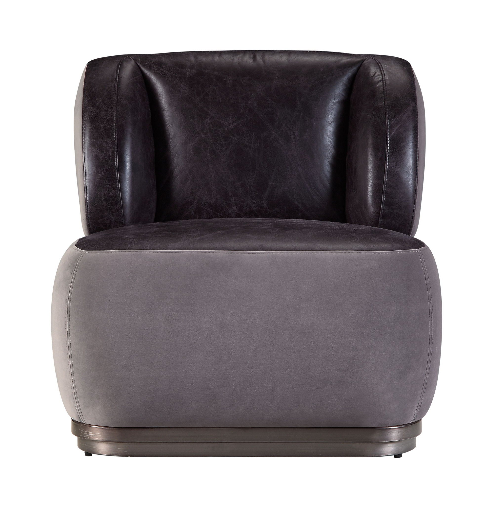 Decapree - Accent Chair - Antique Slate Top Grain Leather & Gray Velvet - Urban Living Furniture (Los Angeles, CA)