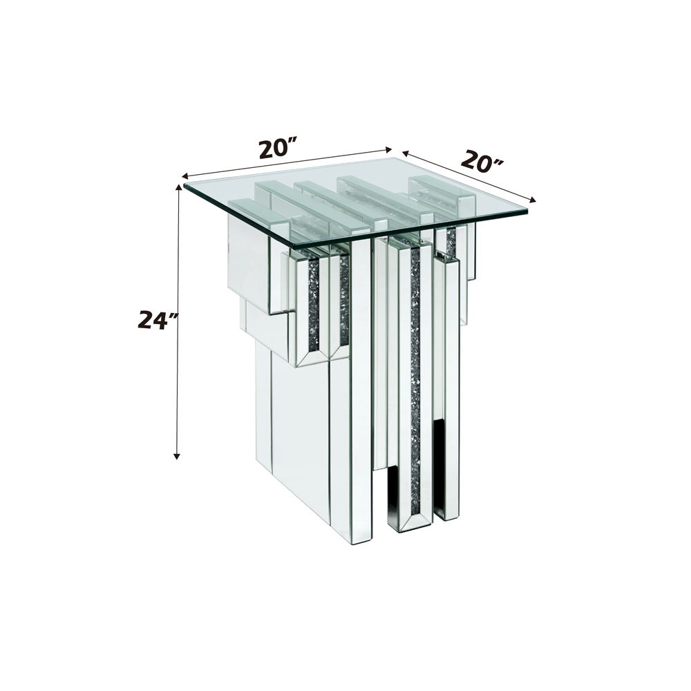 Noralie - 20" End Table With Faux Diamonds - Mirrored - Urban Living Furniture (Los Angeles, CA)