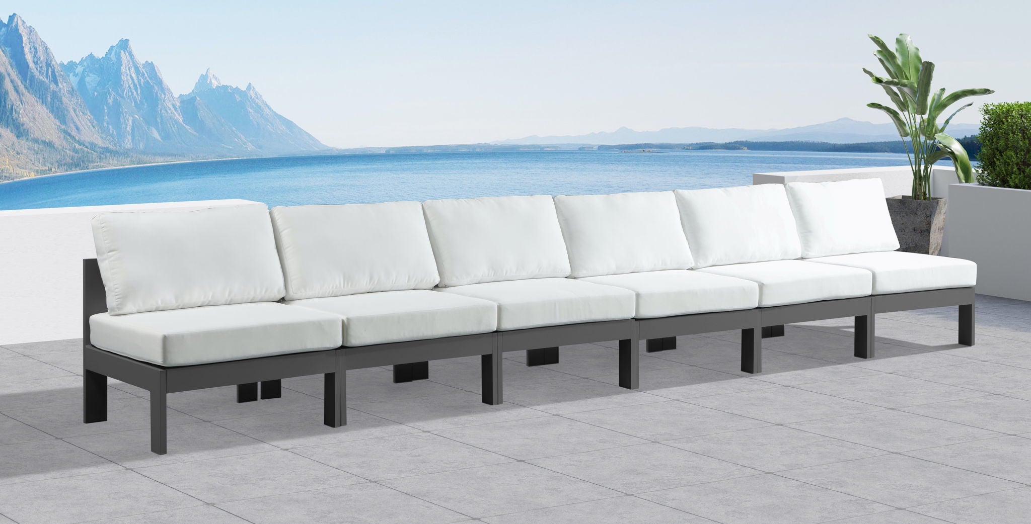 Nizuc - Outdoor Patio 6 Seat Armless Modular Sofa With Gray Frame - Urban Living Furniture (Los Angeles, CA)
