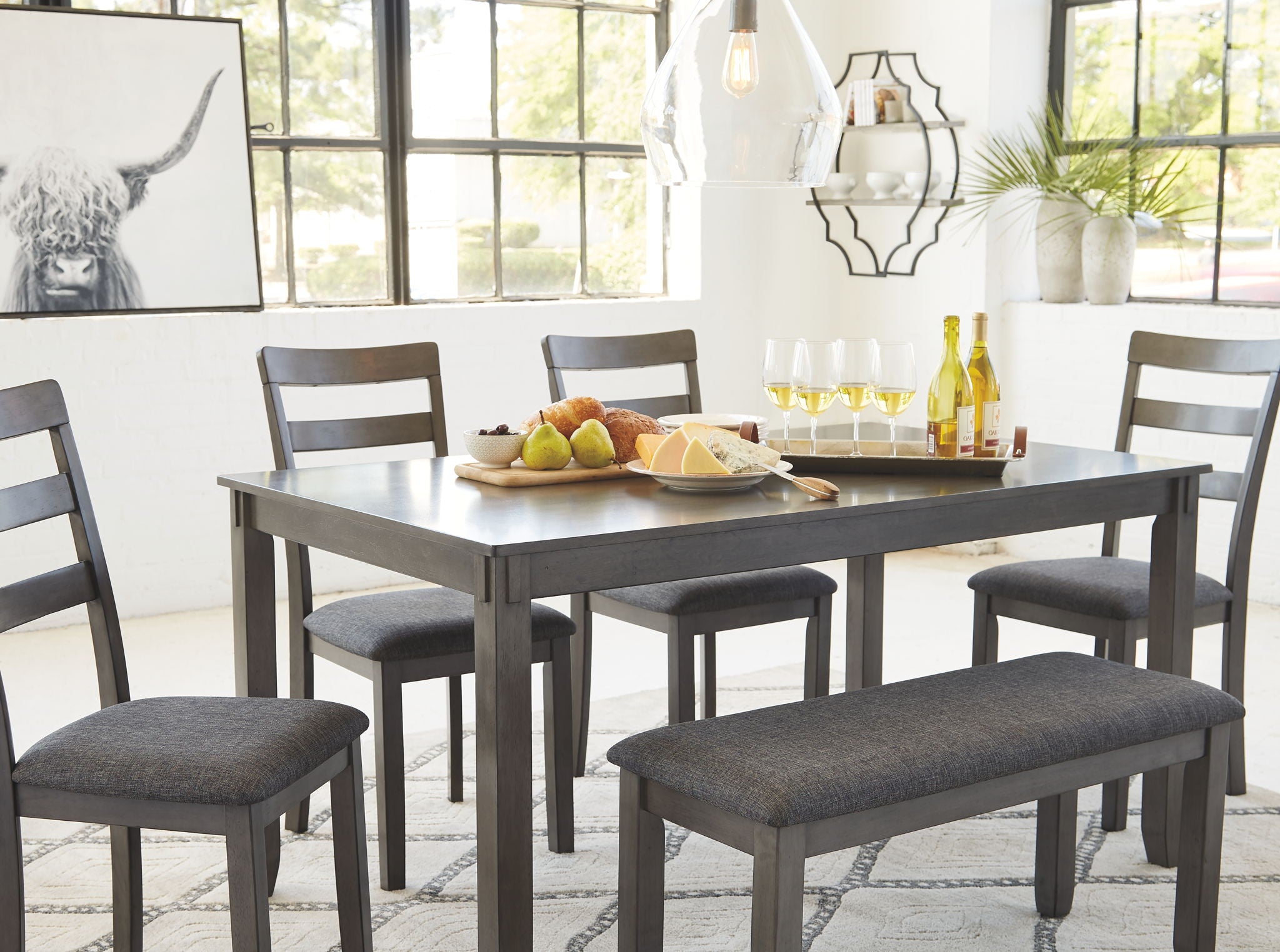 Bridson - Gray - RECT DRM Table Set (Set of 6) - Urban Living Furniture (Los Angeles, CA)