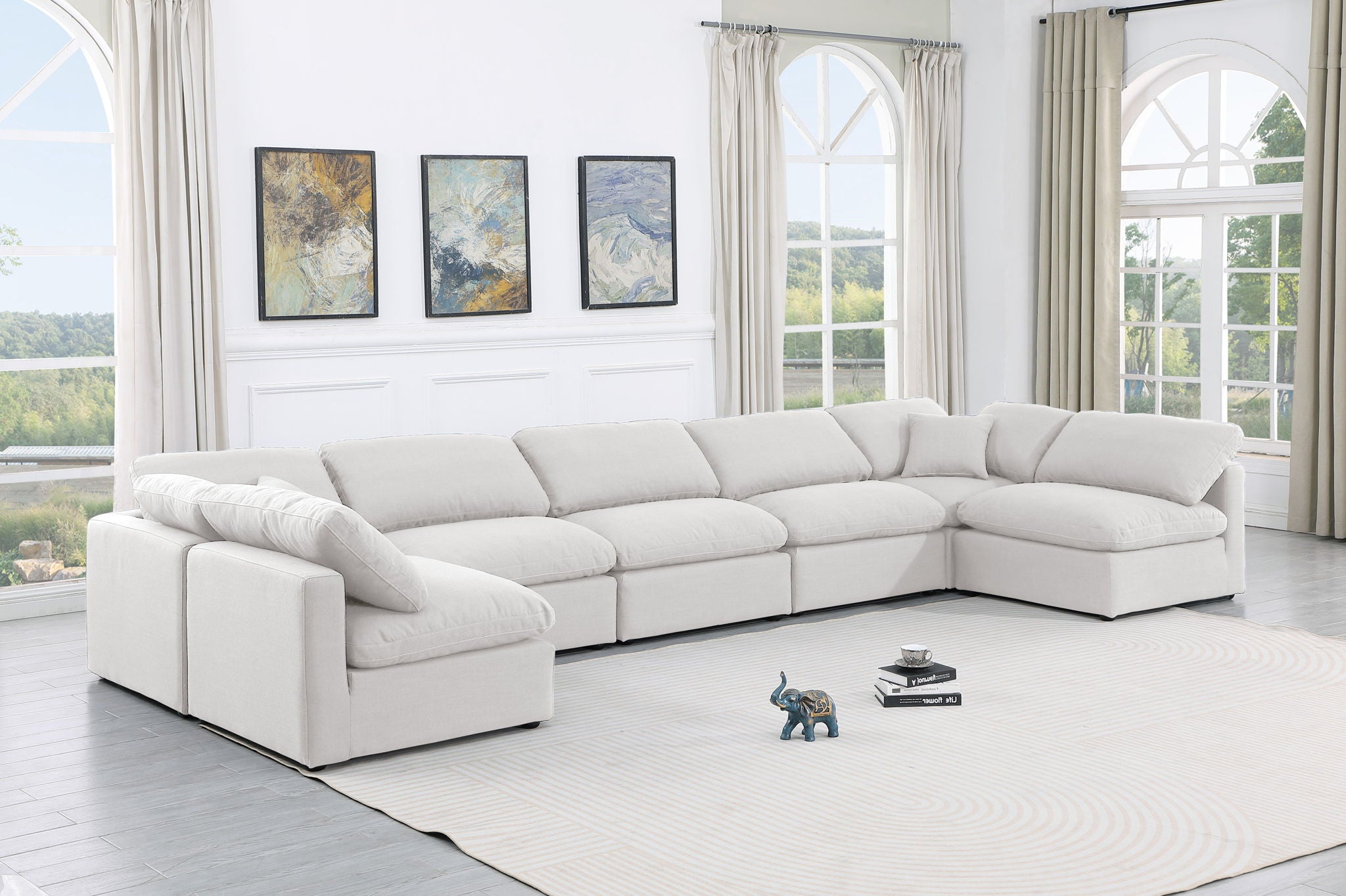Indulge - Linen 7 Piece Modular U-Shaped Sectional - White - Urban Living Furniture (Los Angeles, CA)