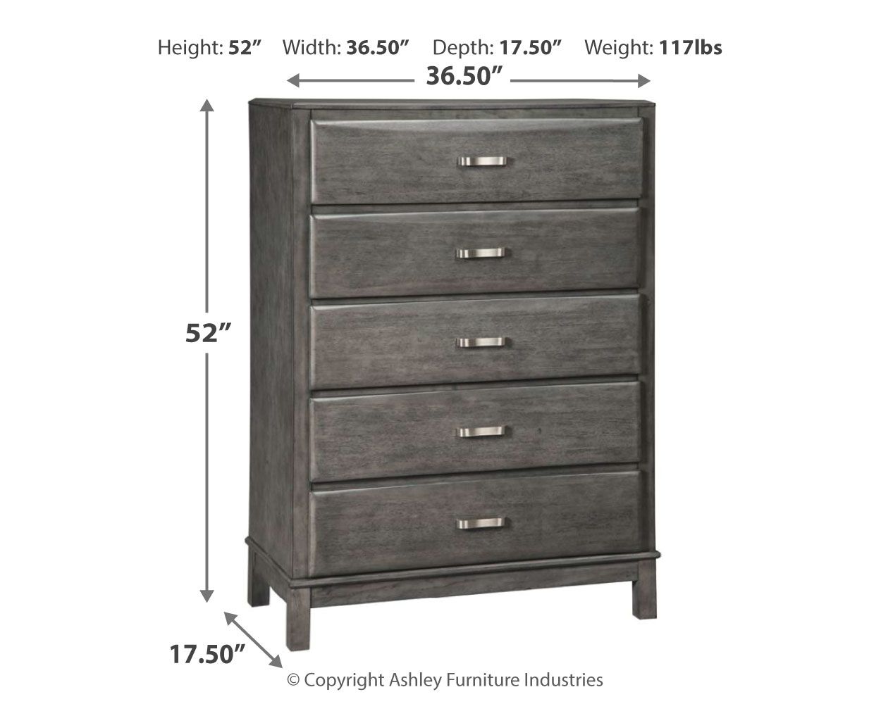 Caitbrook - Gray - Five Drawer Chest - Urban Living Furniture (Los Angeles, CA)