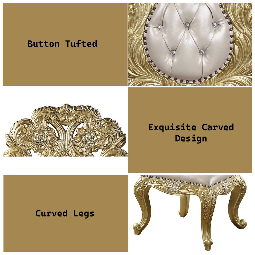 Cabriole - Side Chair (Set of 2) - Light Gold Synthetic Leather & Gold - Urban Living Furniture (Los Angeles, CA)