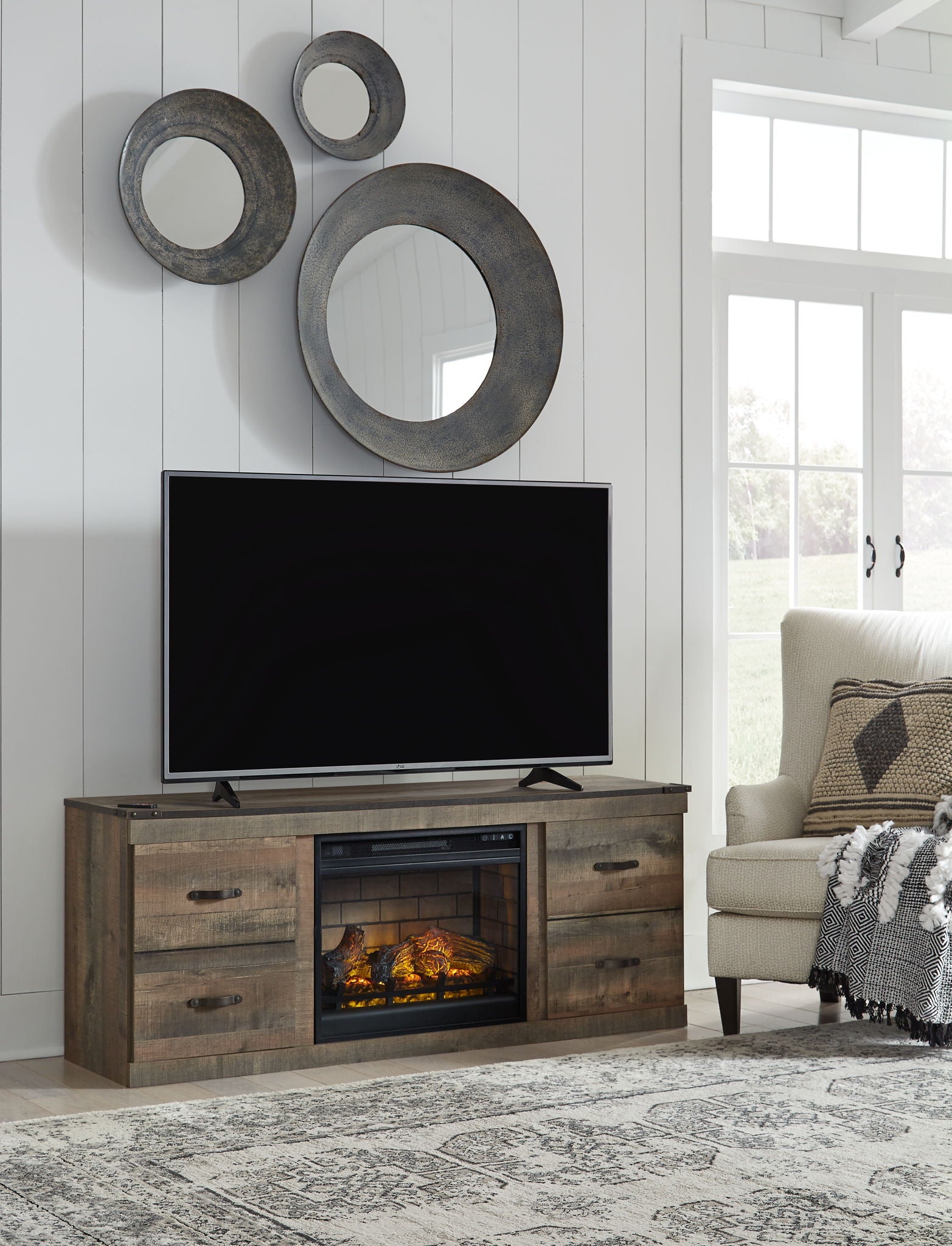 Trinell - Brown - TV Stand With Electric Fireplace - Urban Living Furniture (Los Angeles, CA)
