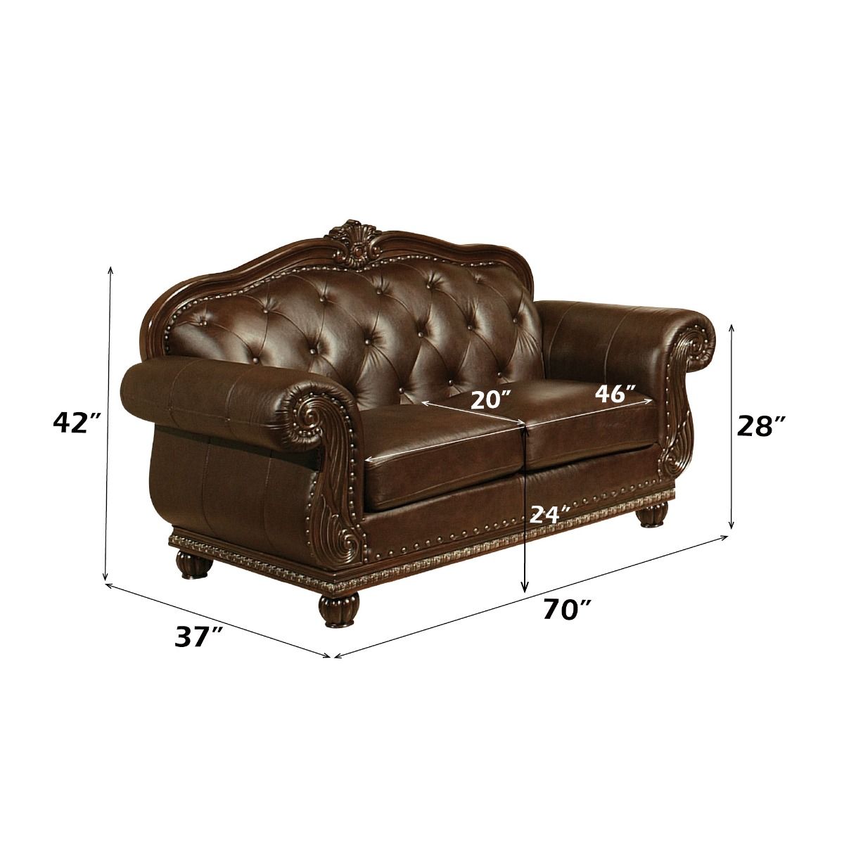 Anondale - Loveseat - Espresso Top Grain Leather Match & Cherry - Urban Living Furniture (Los Angeles, CA)