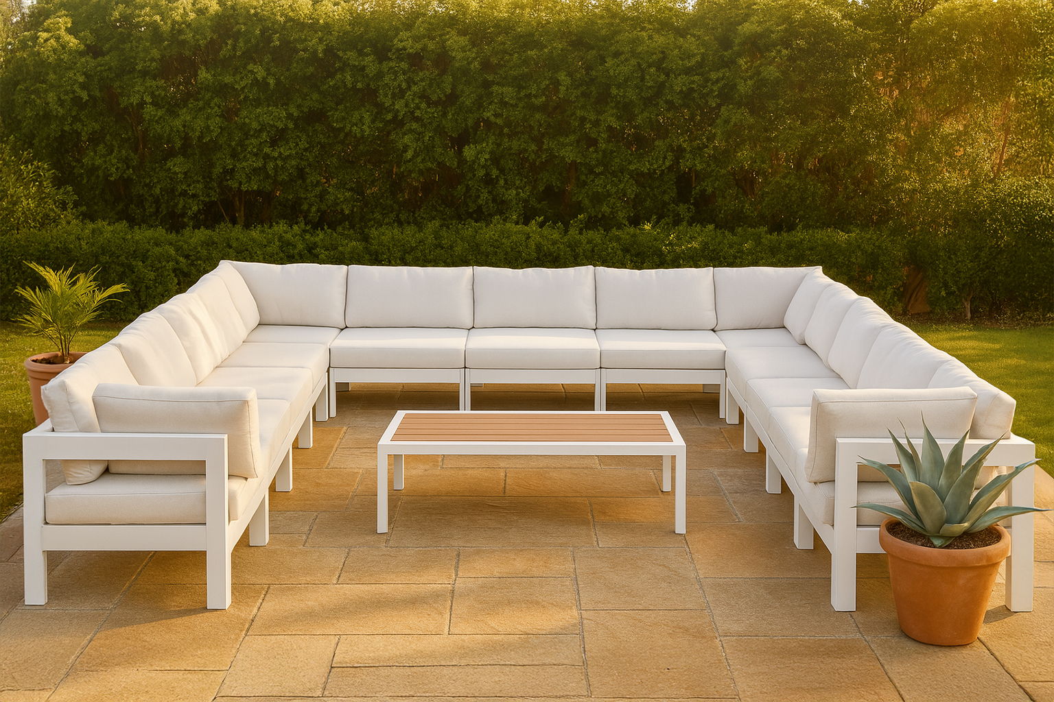 Nizuc - Outdoor Patio 13 Piece Modular Sectional With White Frame - Urban Living Furniture (Los Angeles, CA)